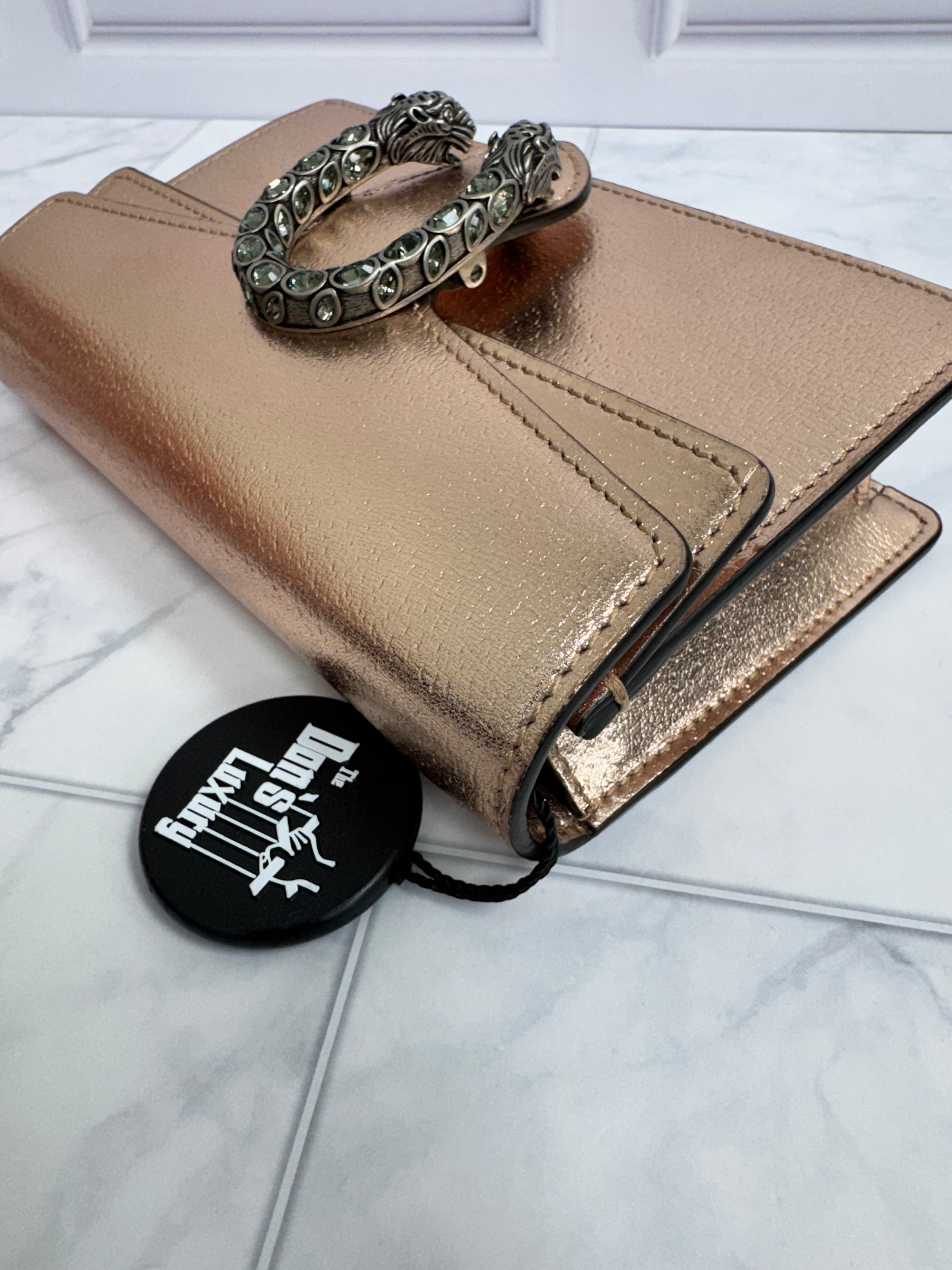 *DONS DROP* BRAND NEW- Gucci Metallic Rose Gold Super Mini Dionysus Chain Bag
