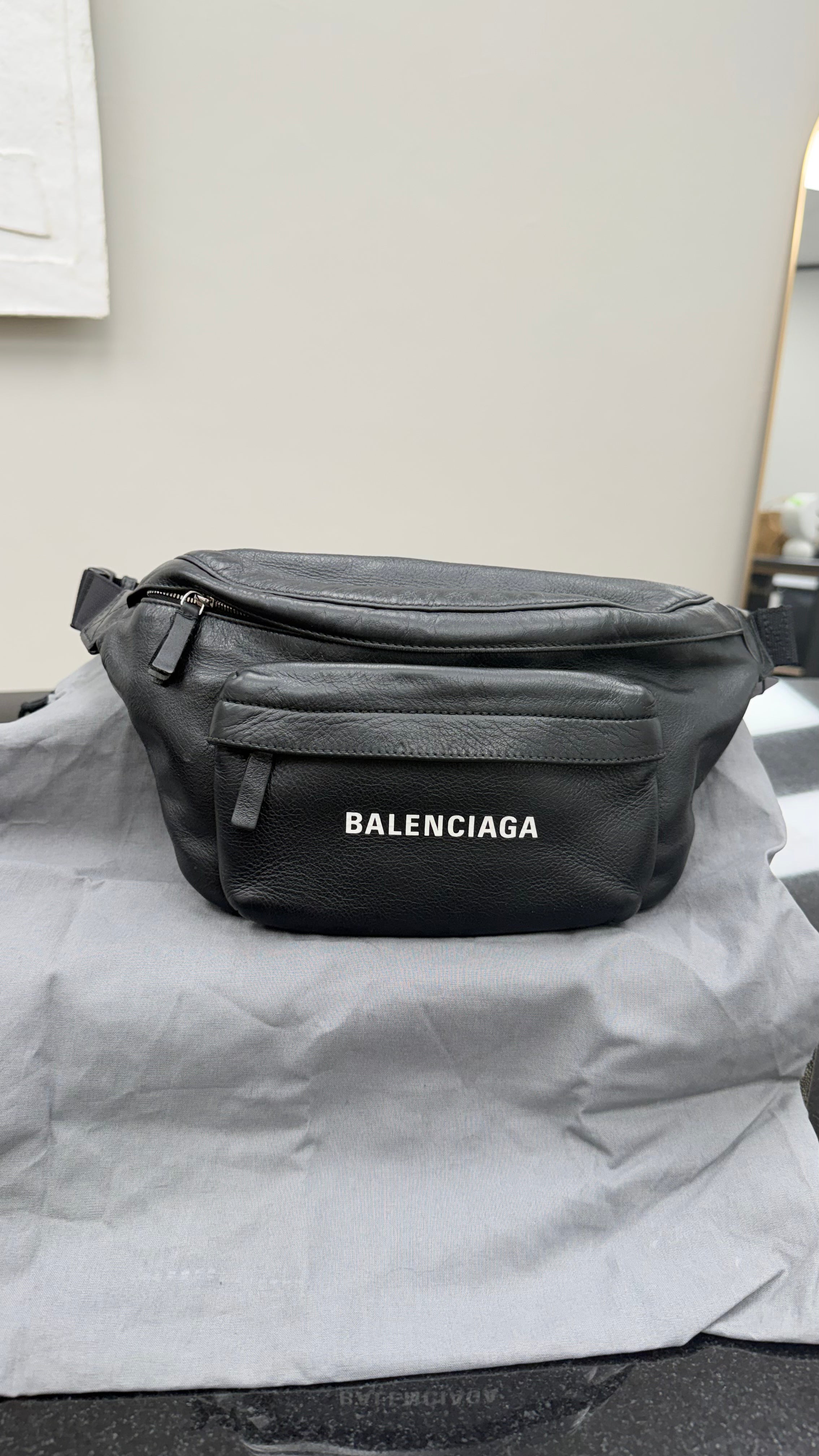 Balenciaga Black Leather Bum Bag