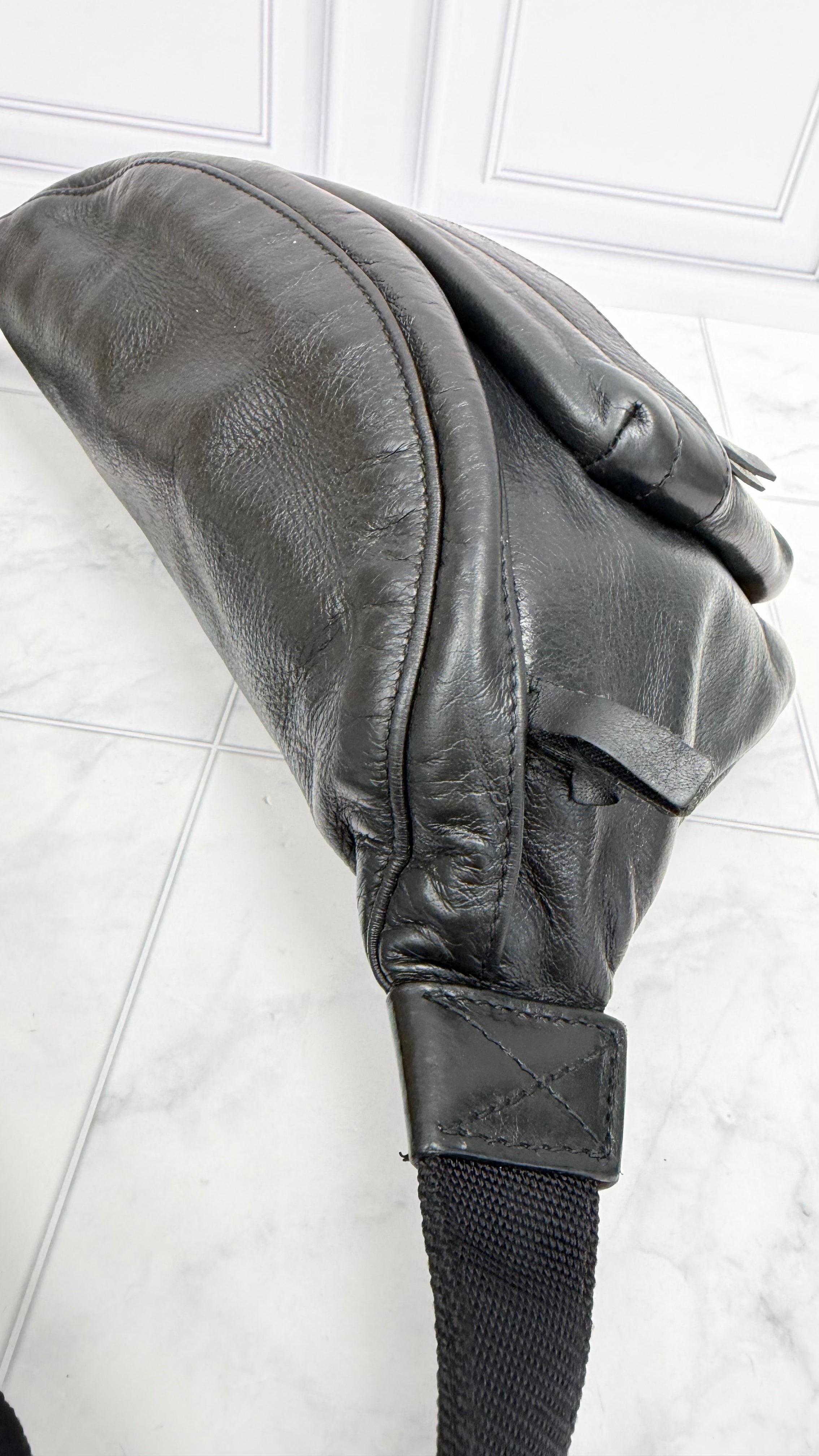 Balenciaga Black Leather Bum Bag