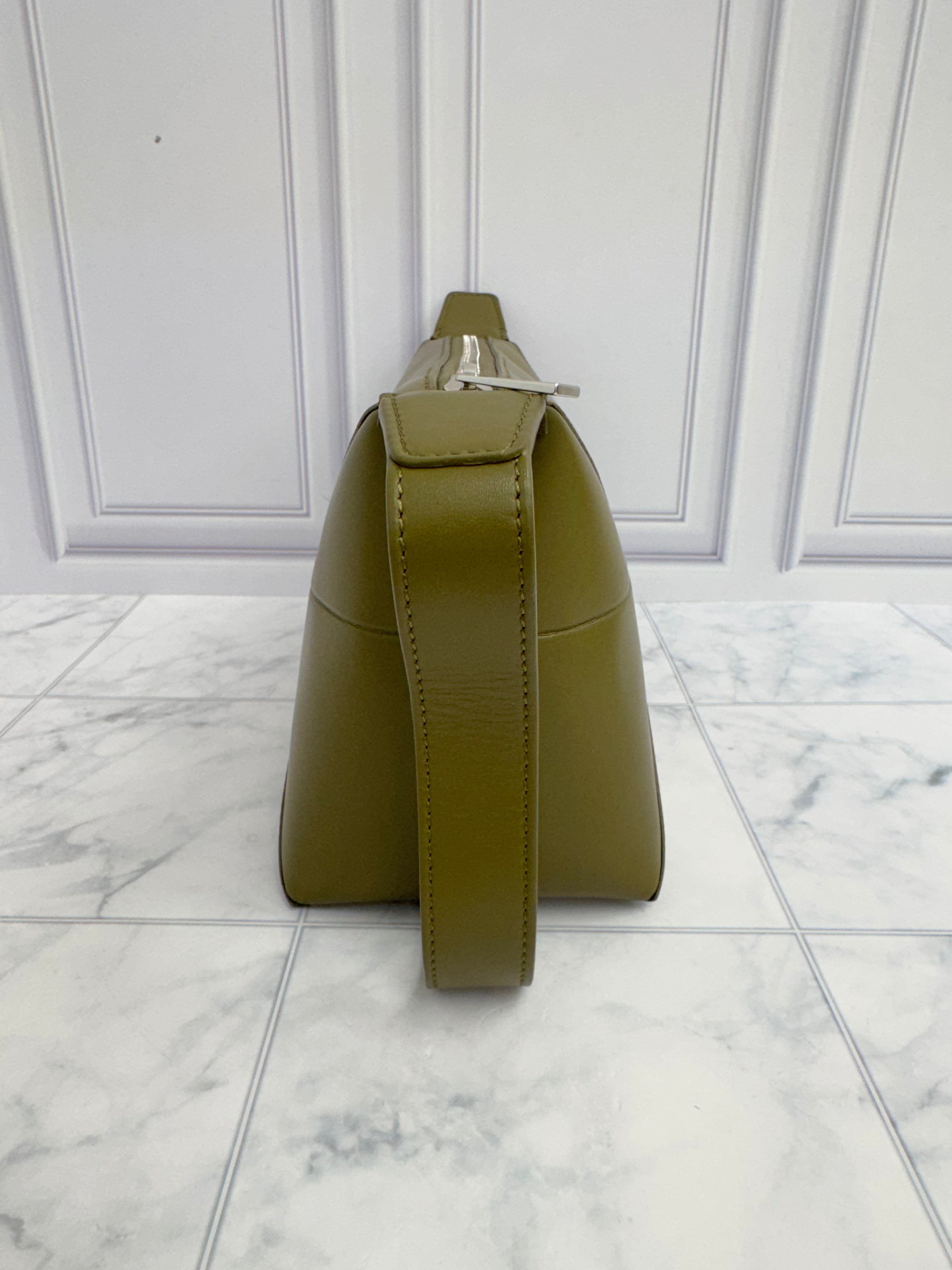 Loewe Green Leather Puzzle Fold Wash Bag