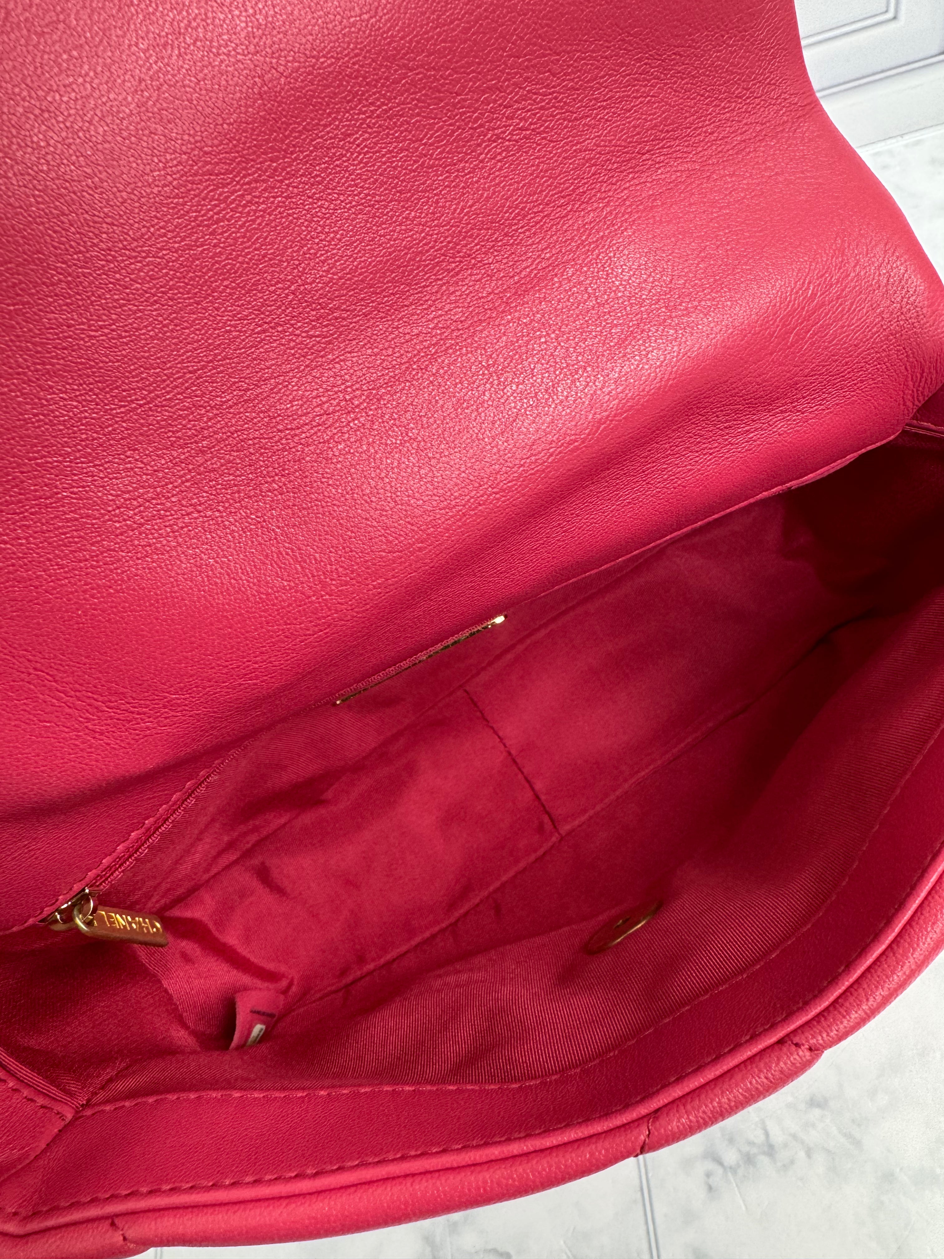 Chanel Pink Quilted Leather Chanel 19 Small Flap Bag