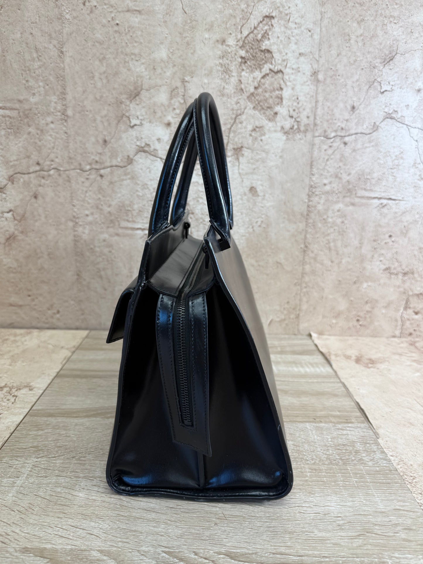 Saint Laurent YSL Black Leather Uptown Tote