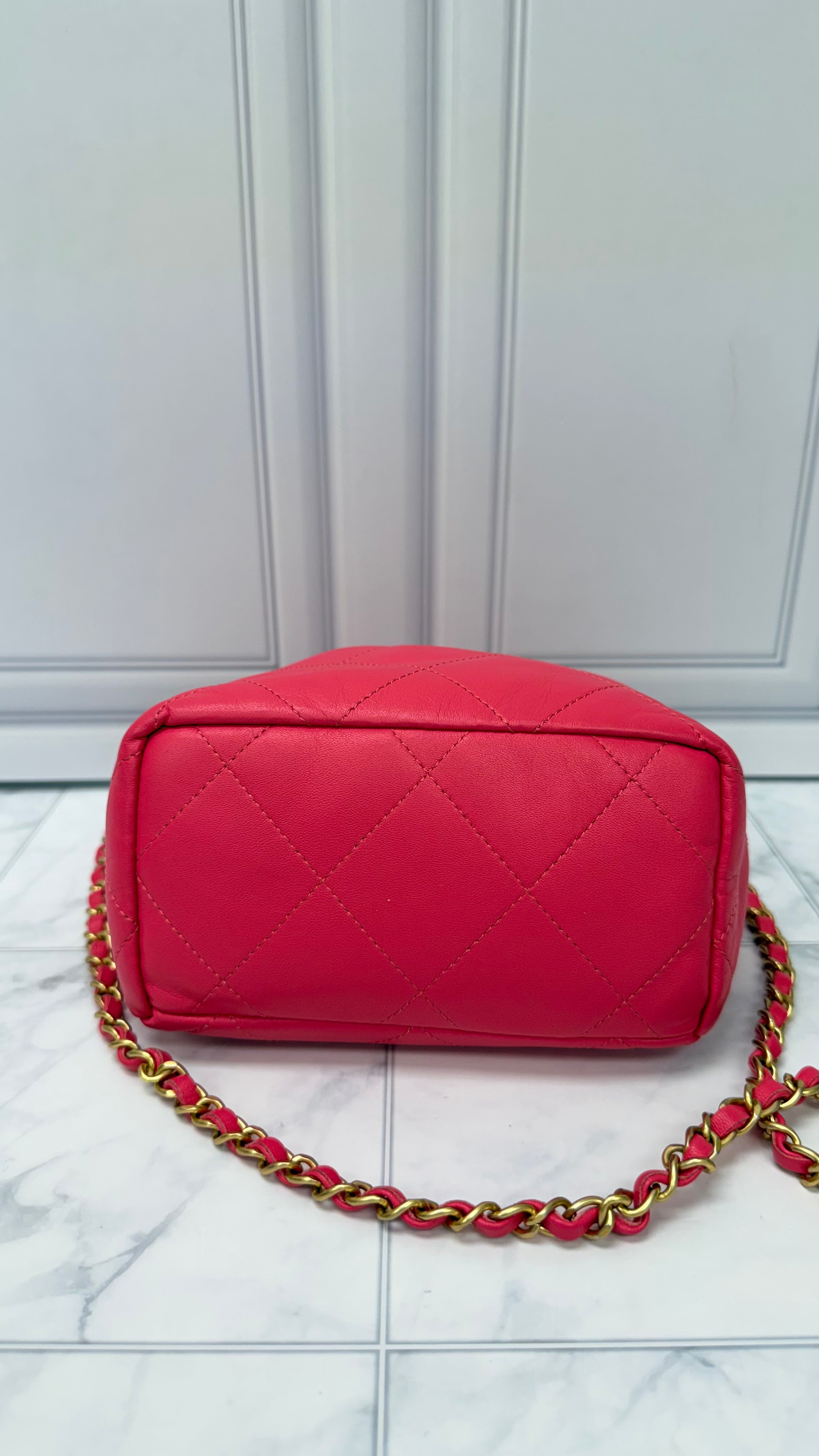 Chanel Pink Resin Charms Small Bucket Bag