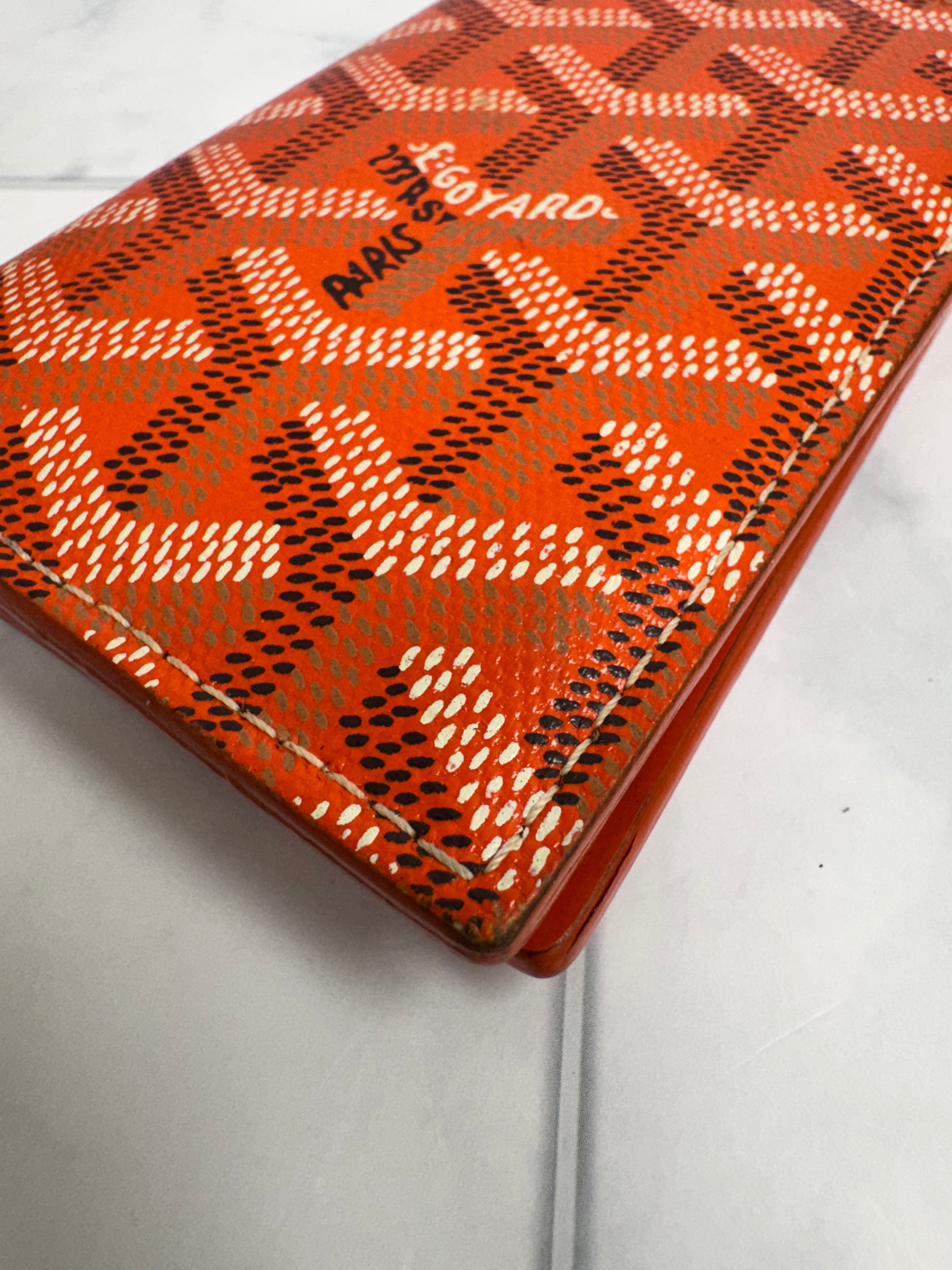 Goyard Orange Goyardine Coated Canvas Saint-Pierre Card Holder