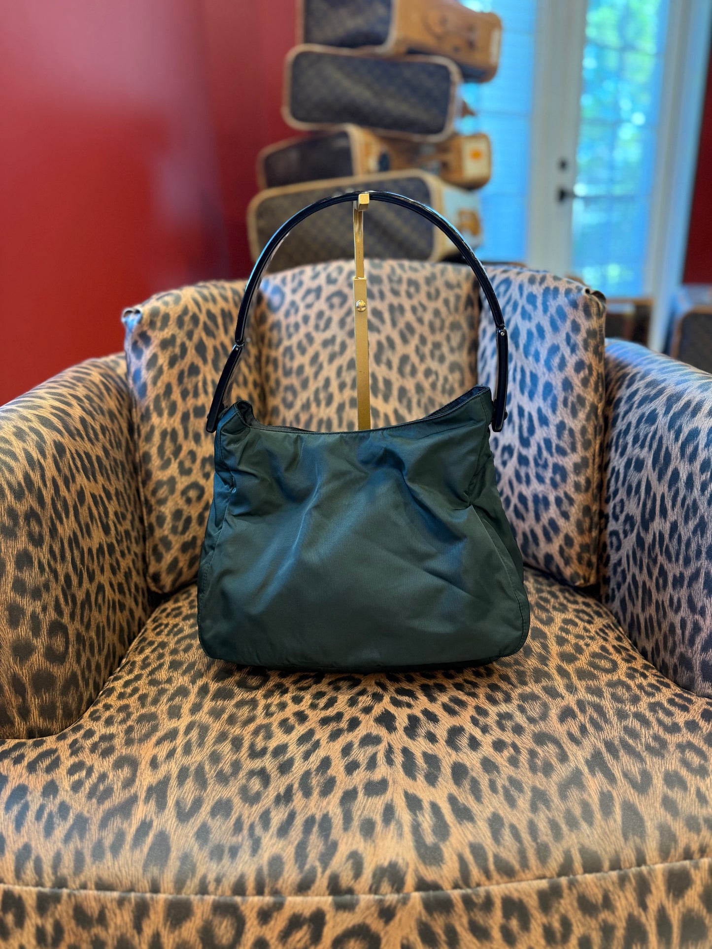 Prada Dark Green Nylon Shoulder Bag