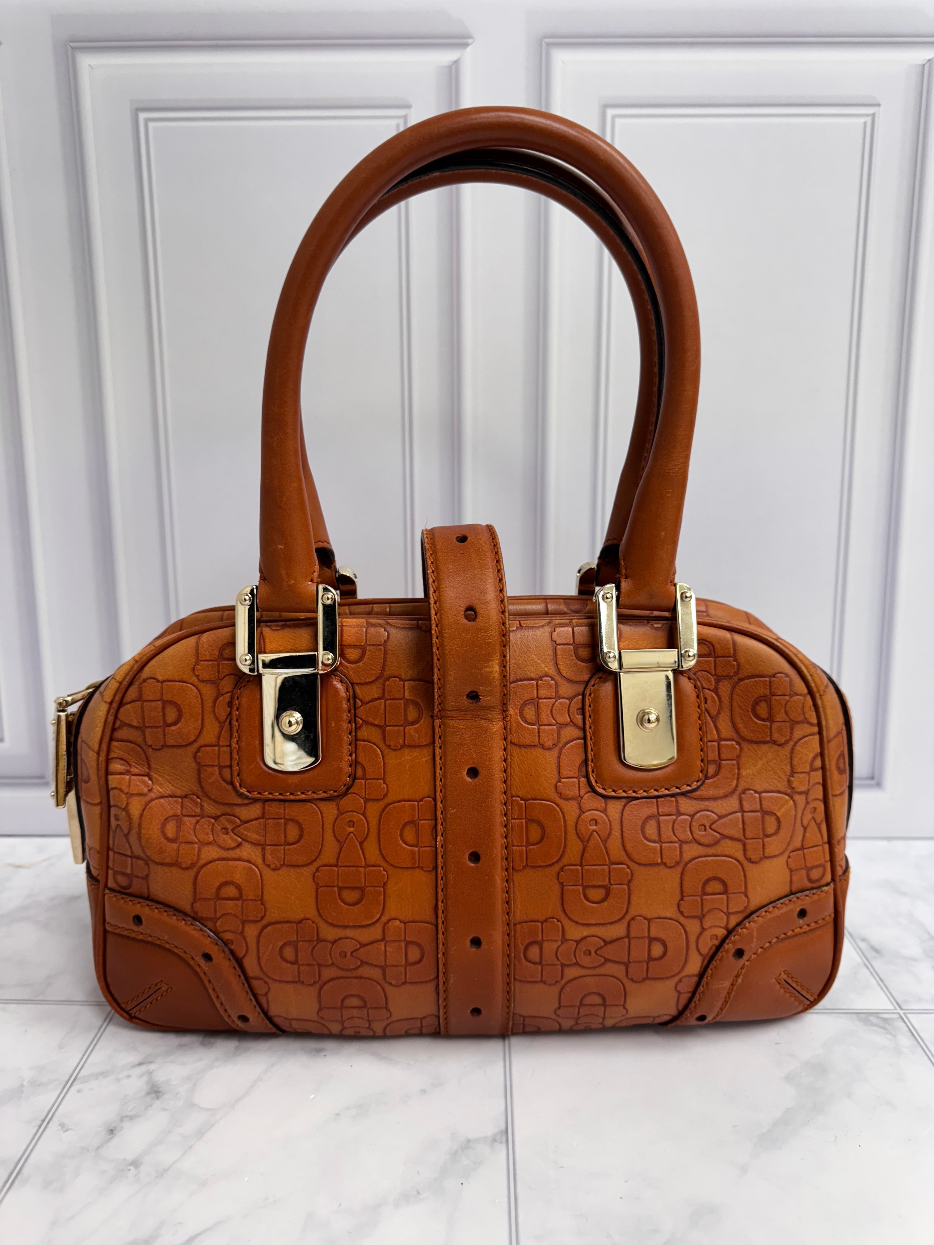 Gucci Tan Horsebit Embossed Leather Shoulder Bag