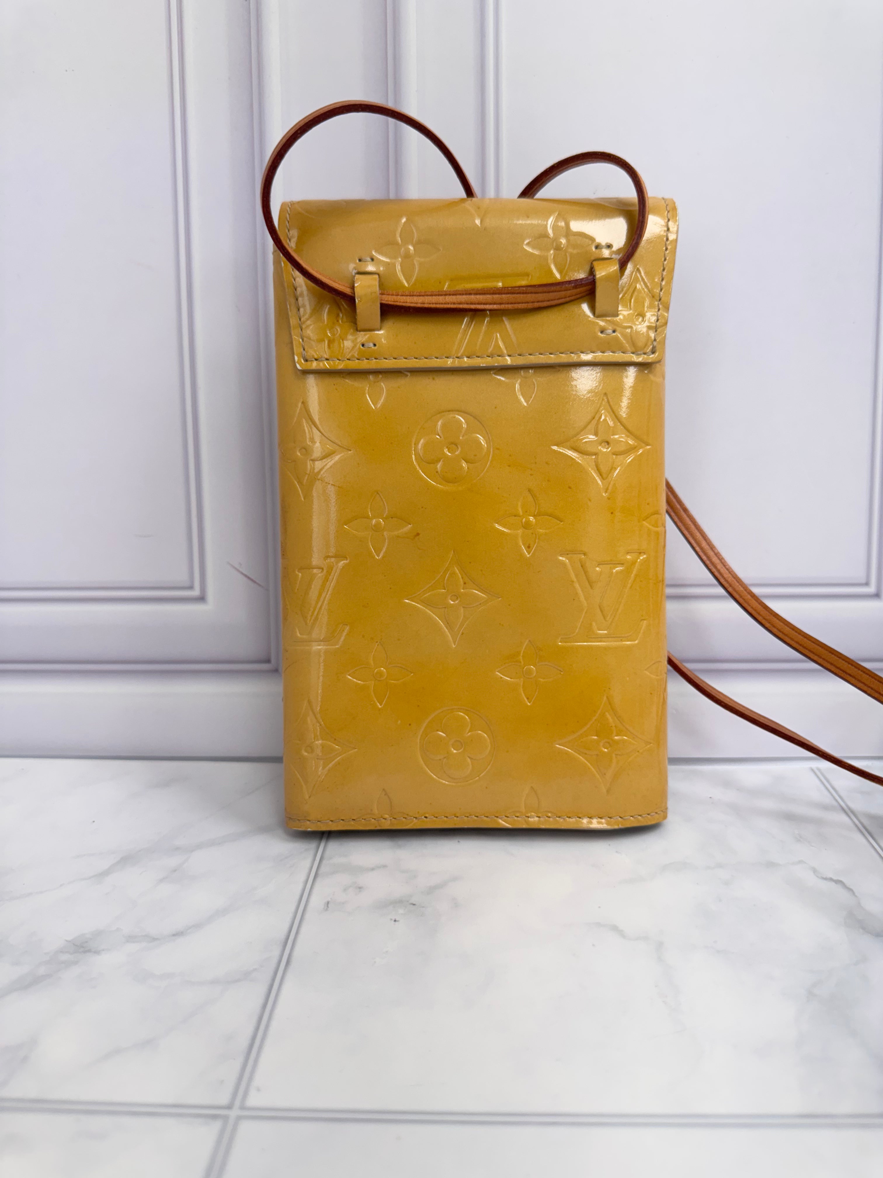 Louis Vuitton Yellow Monogram Vernis Walker Wallet Crossbody