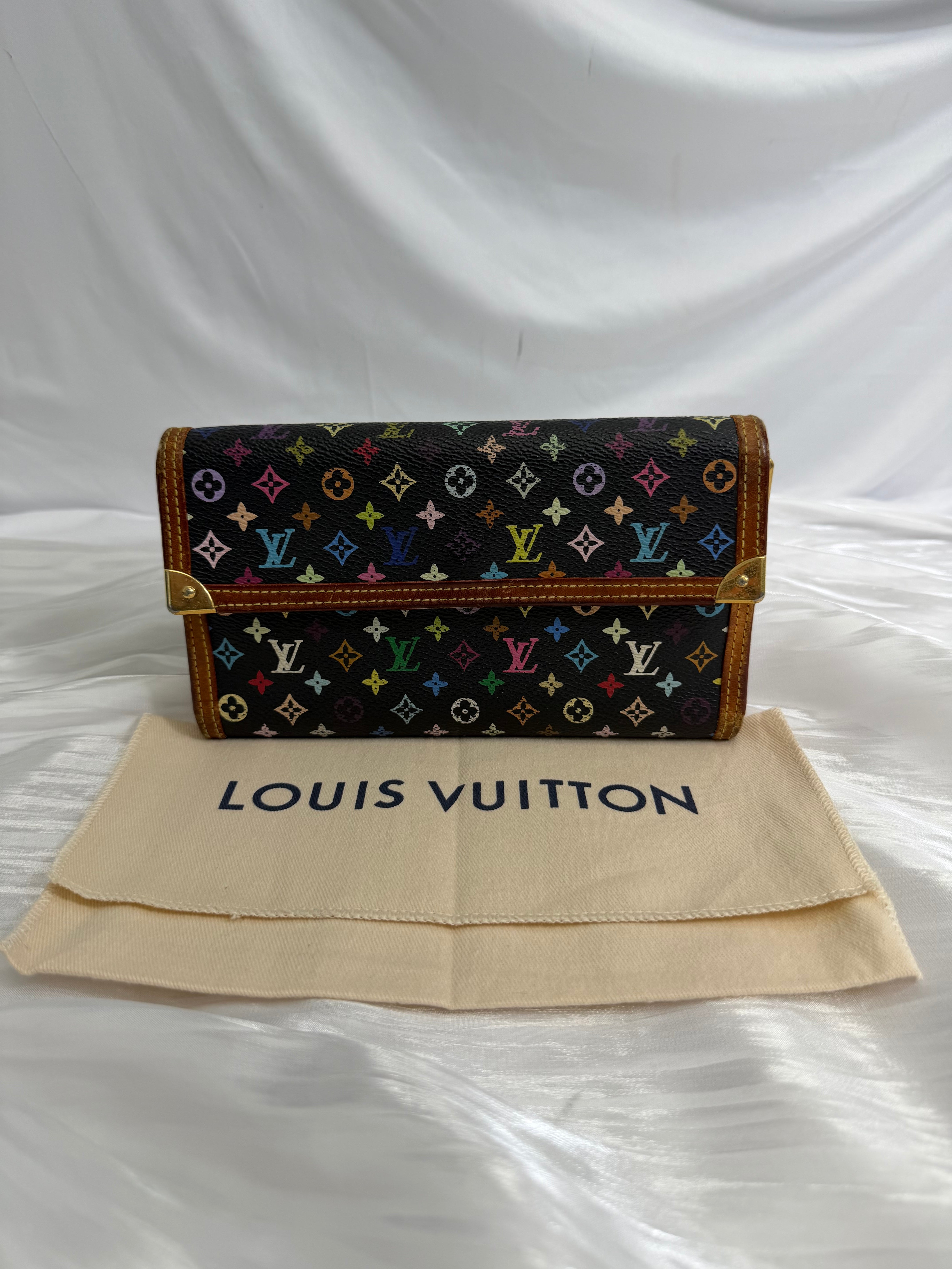 Louis Vuitton Monogram Black Multicolore International Wallet