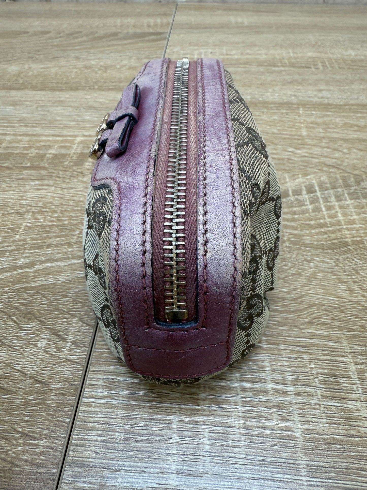 Gucci Canvas & Mauve Leather Cosmetic Pouch
