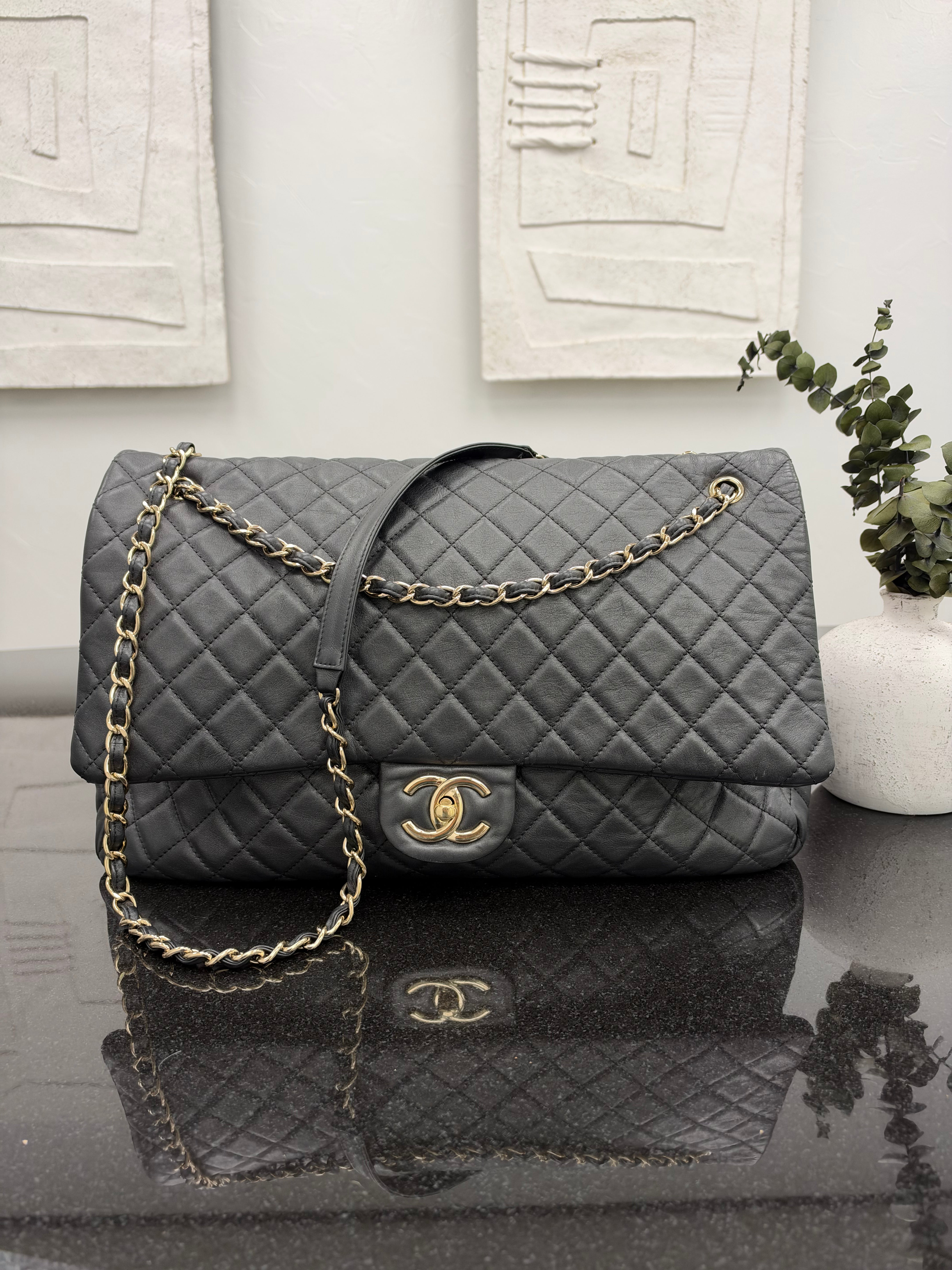 Chanel Black Quilted Calfskin XXL Travel Flap Bag