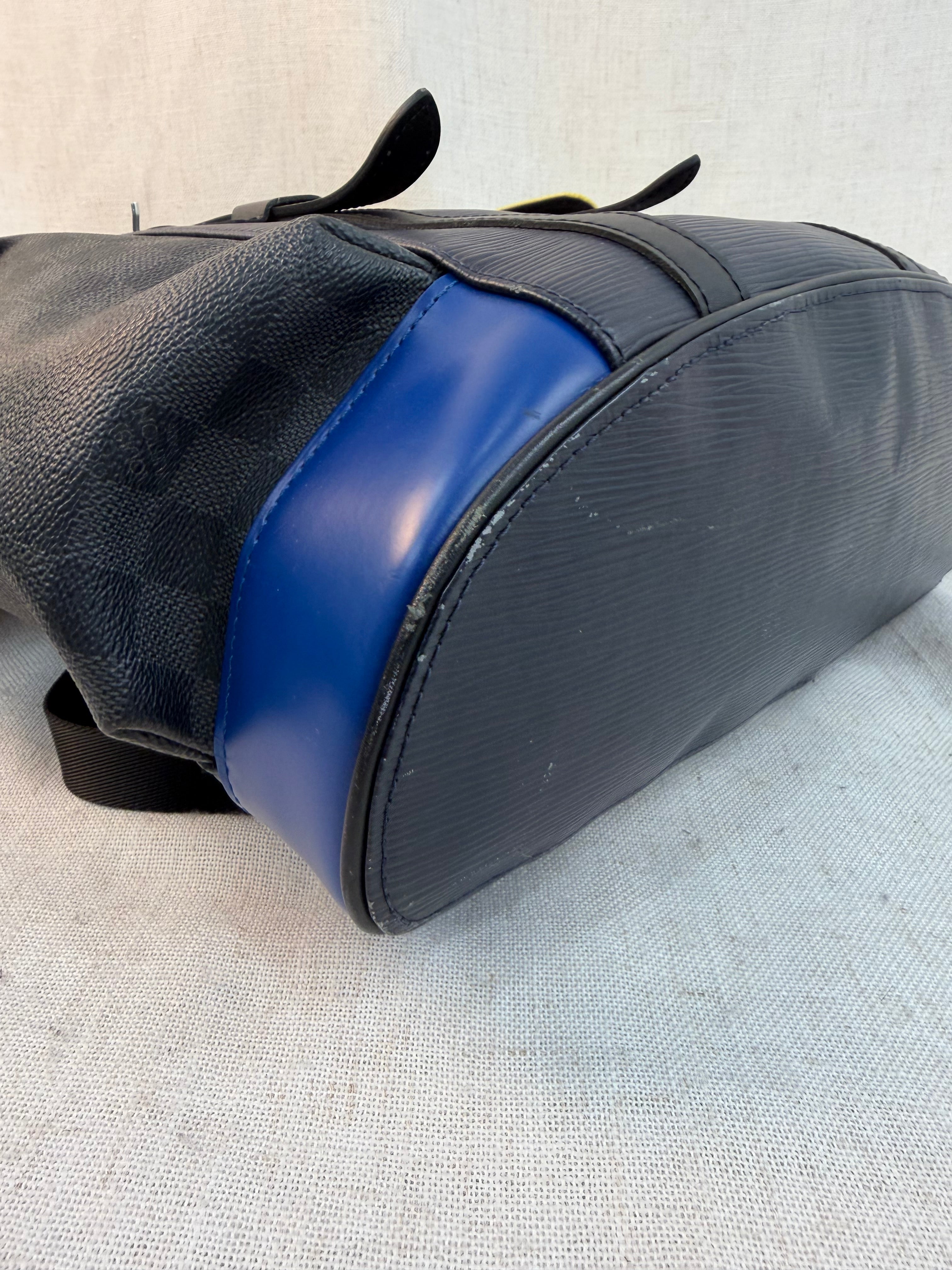 Louis Vuitton Limited Edition Navy Blue Neon Epi & Damier Graphite Christopher Backpack