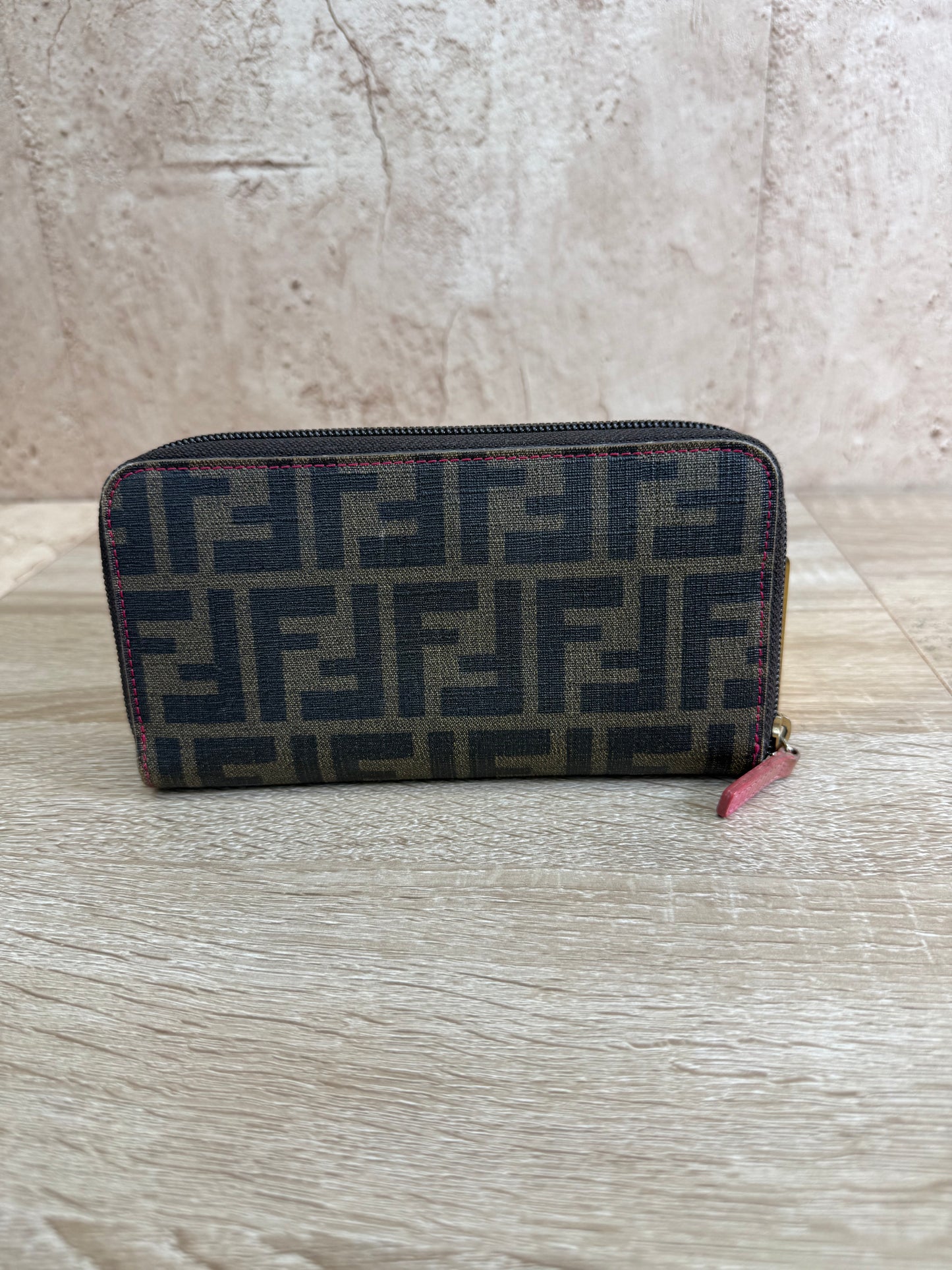 Fendi Zucca Coated Canvas Zippy Wallet