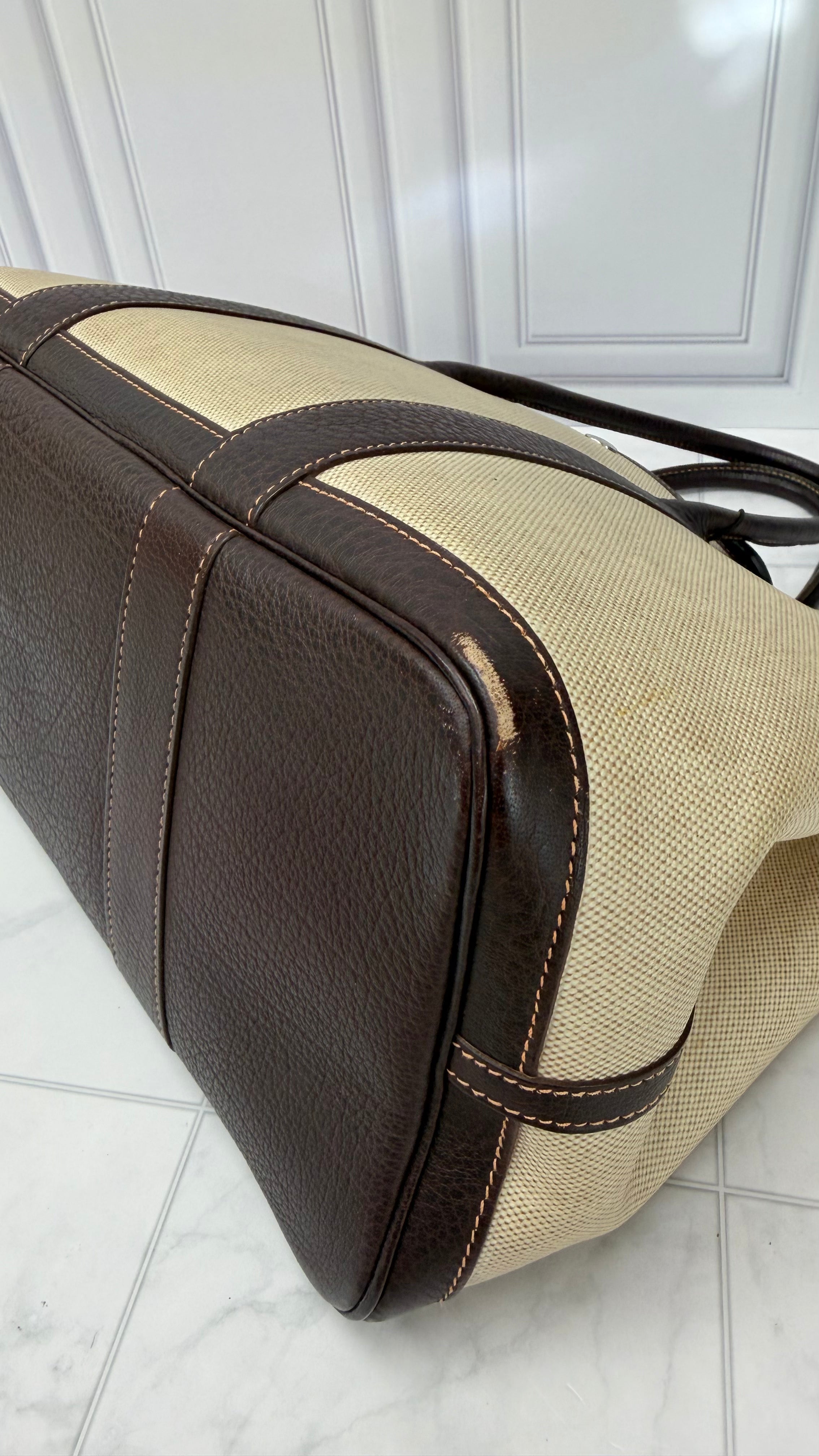 *DONS DROP* Hermes Beige & Brown Toile Canvas Garden Party 36 Tote Bag
