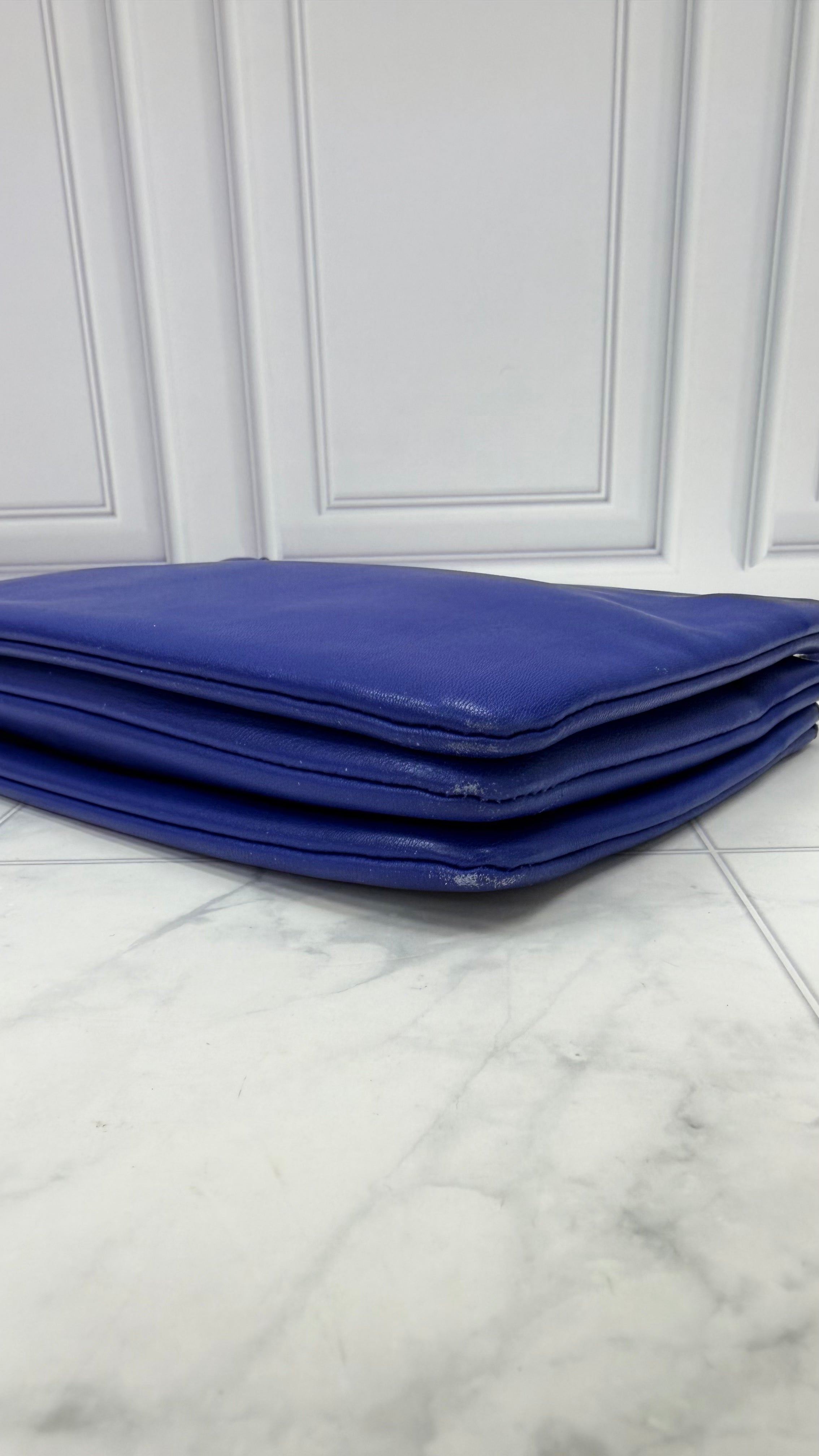 Celine Blue Leather Small Trio Crossbody