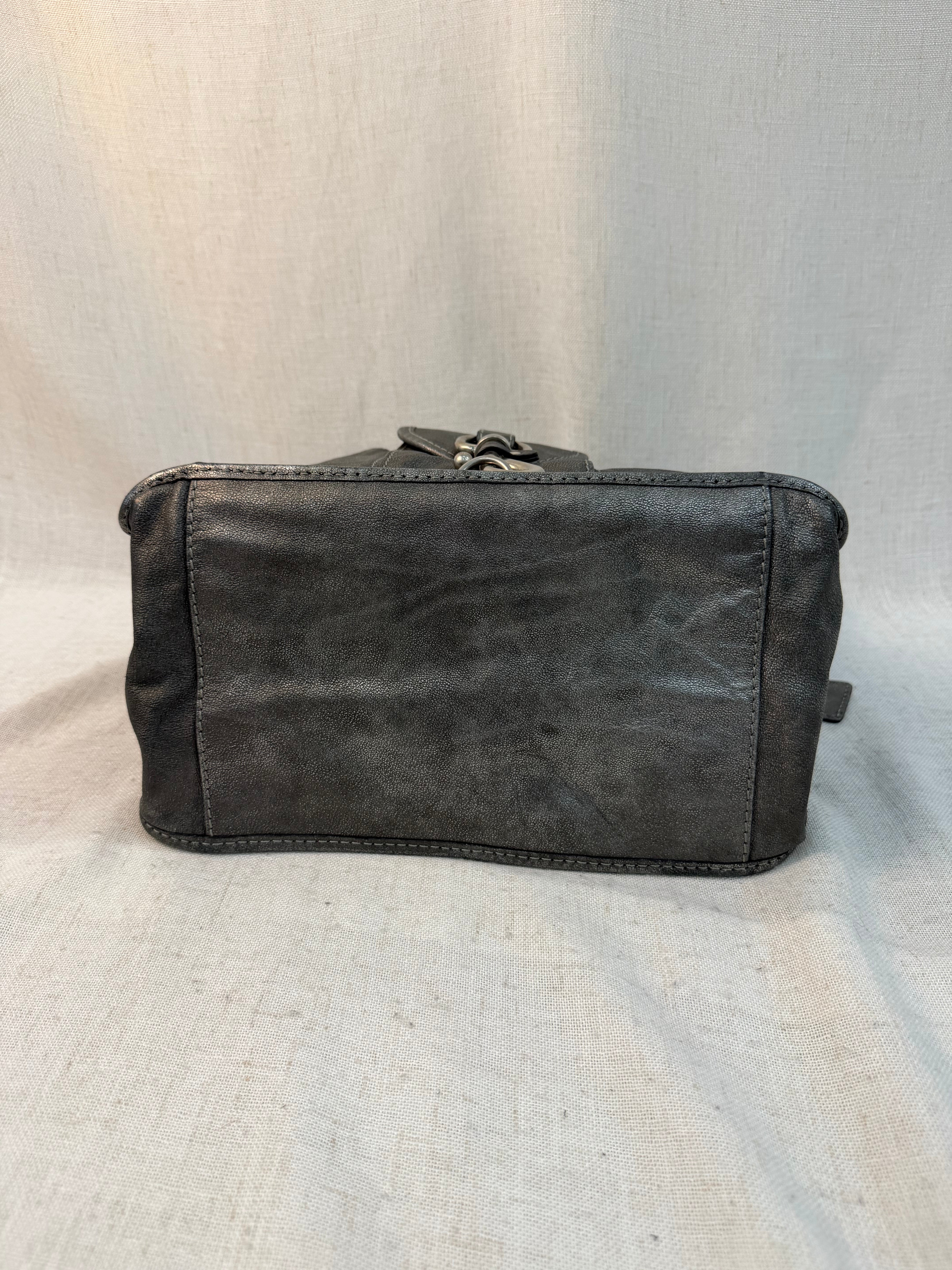 Chloe Metallic Silver Leather Kerala Shoulder Bag