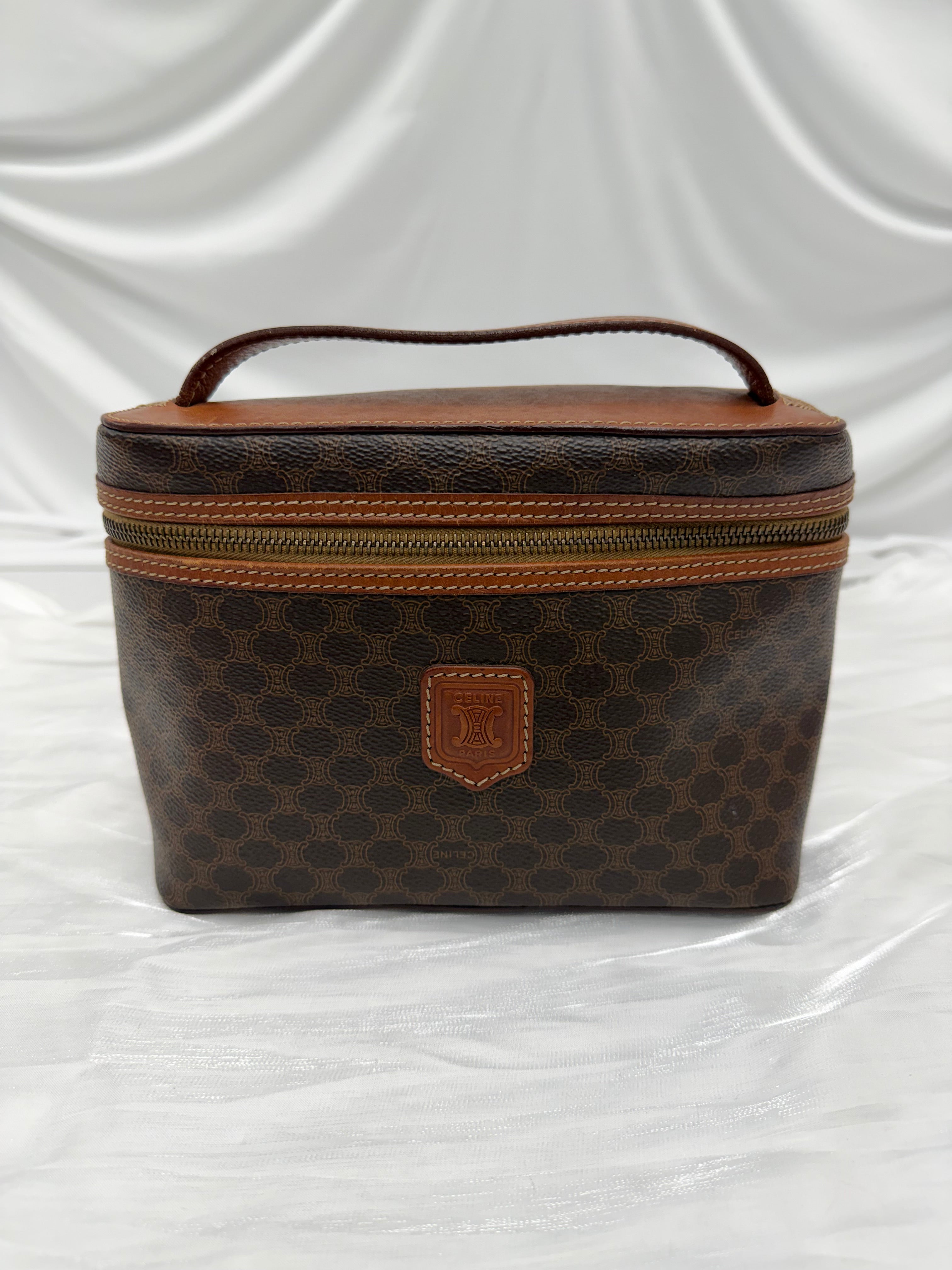 Celine Vintage Macadam Coated Canvas Vanity Bag