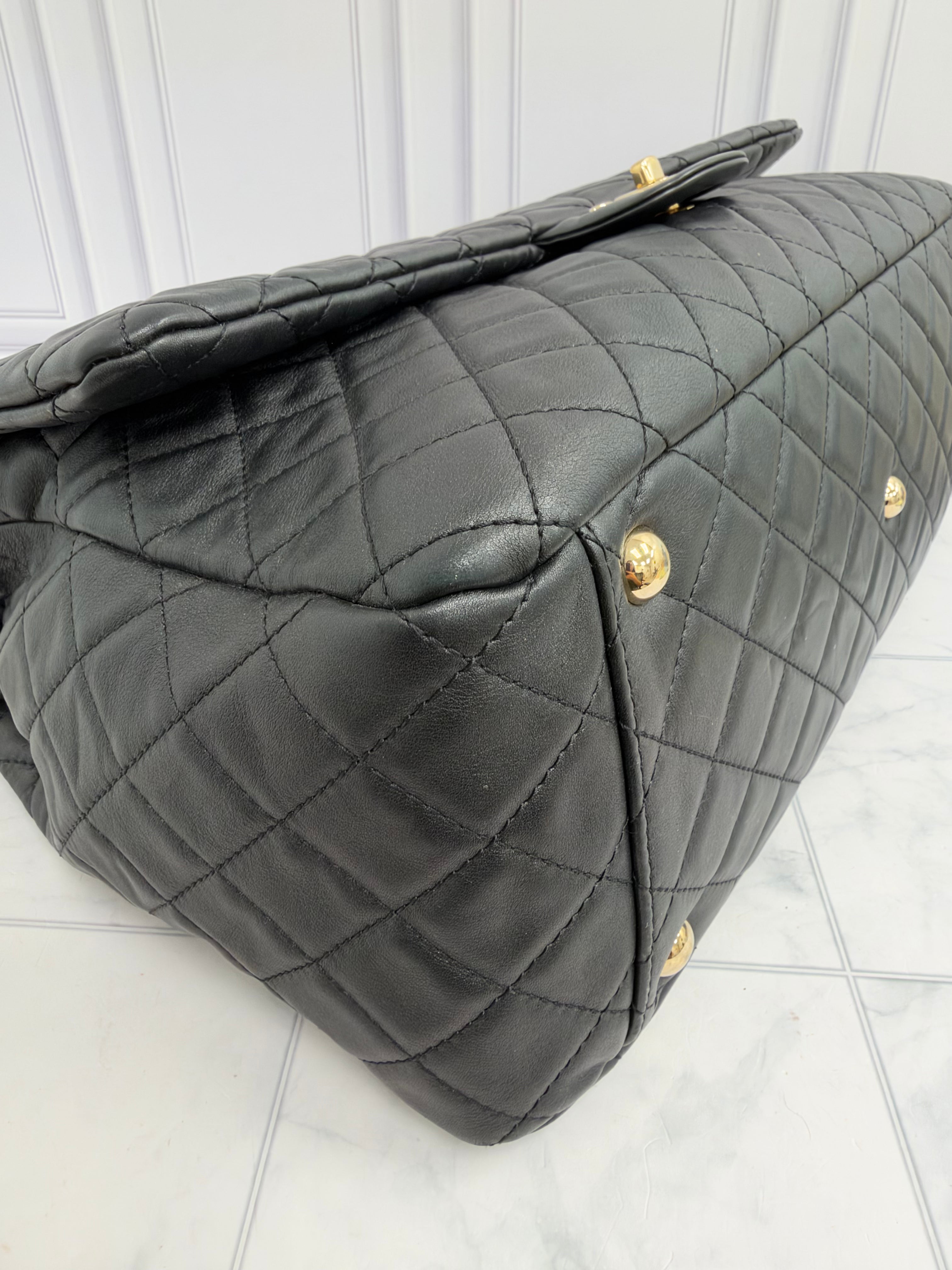 Chanel Black Quilted Calfskin XXL Travel Flap Bag