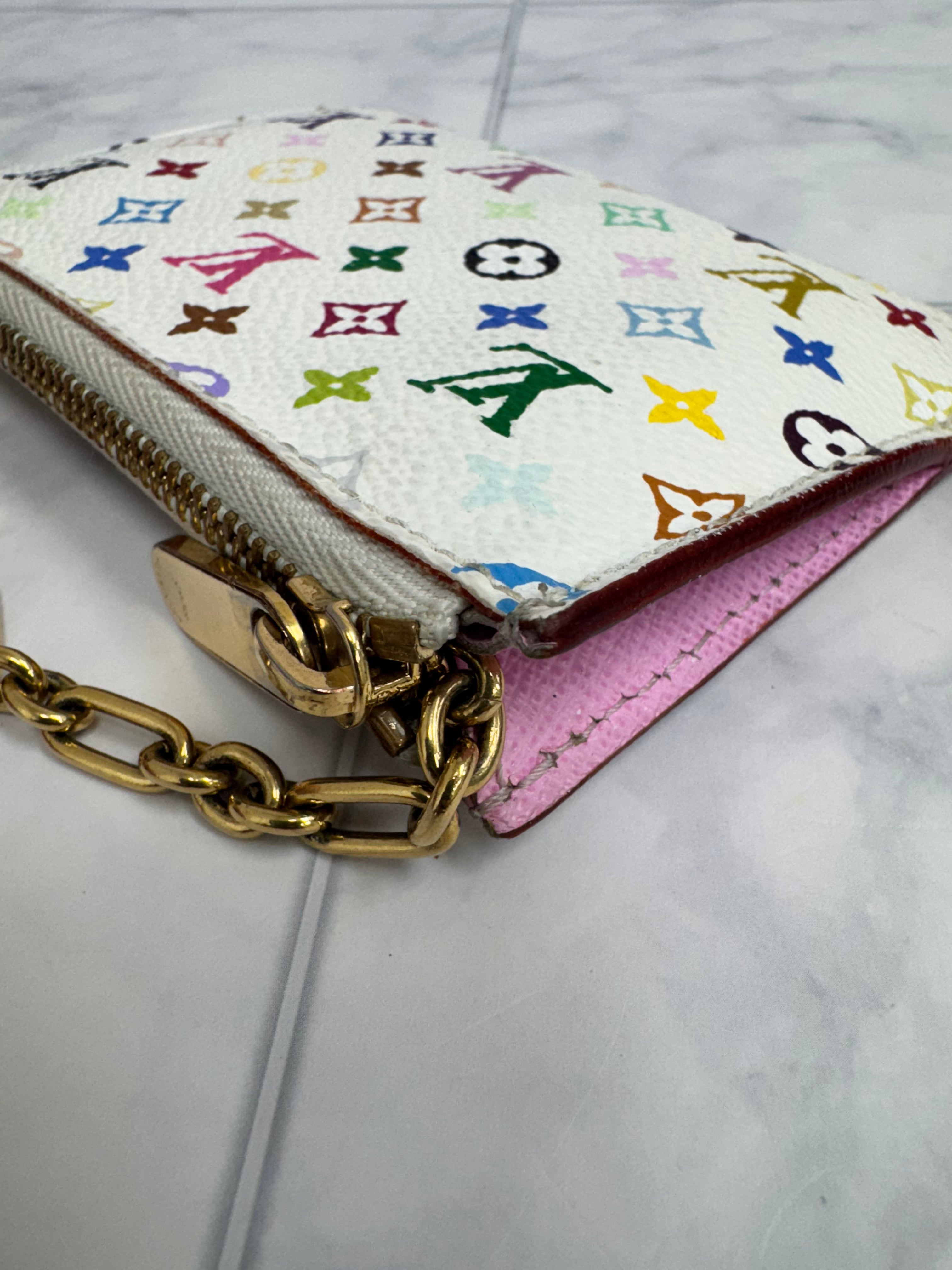 Louis Vuitton White Multicolor Pochette Key Cles