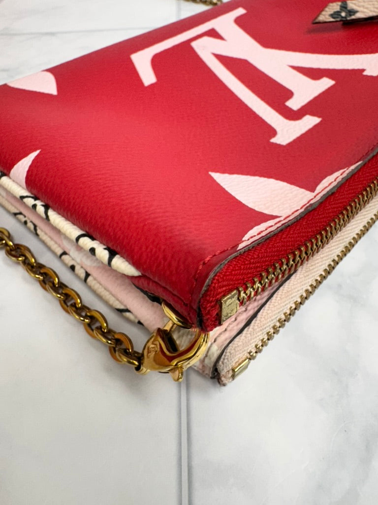 Louis Vuitton Red And Pink Monogram Giant Double Zip Pochette