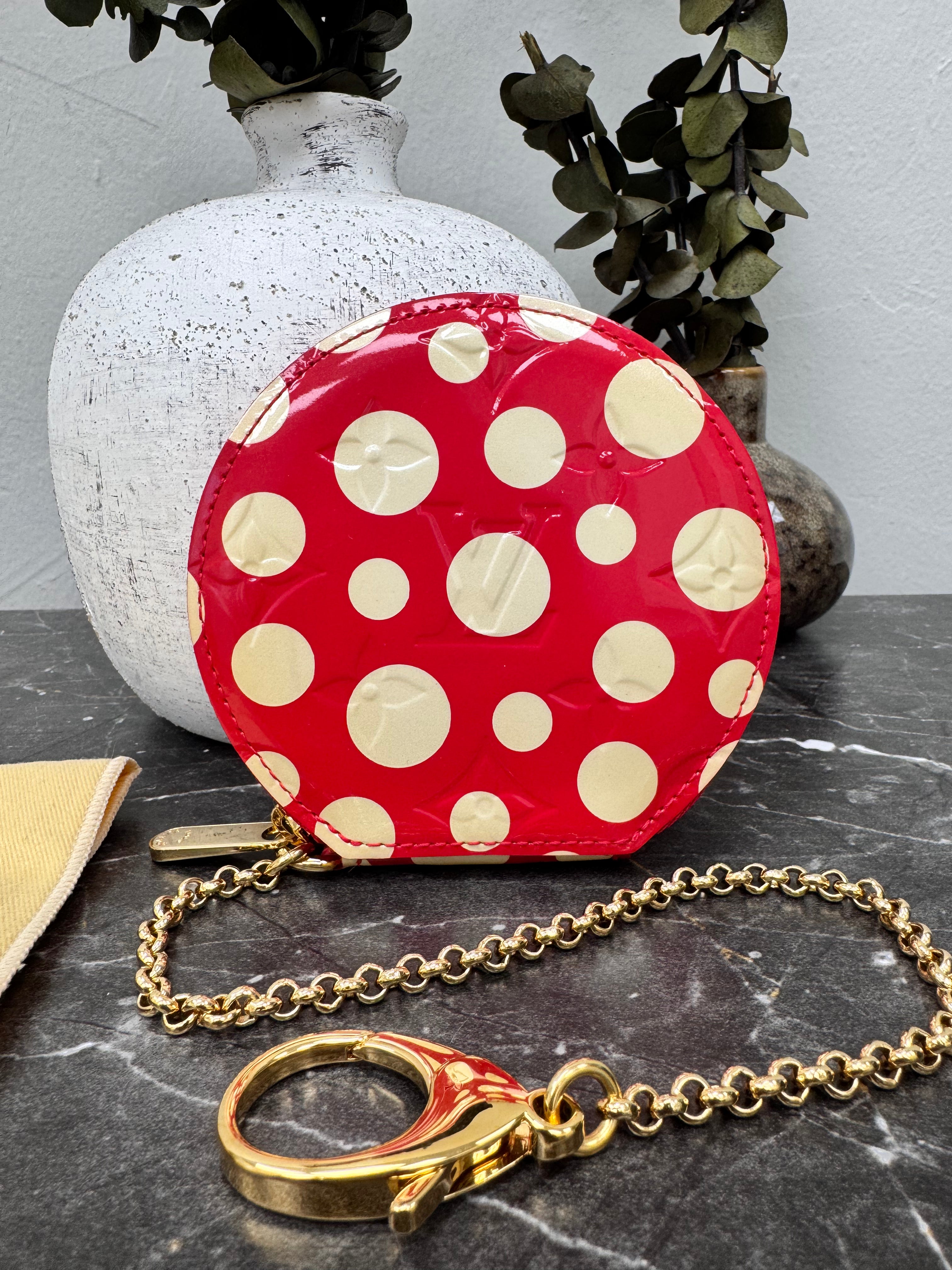 Louis Vuitton Red And White Monogram Vernis Dots Infinity Coin Purse