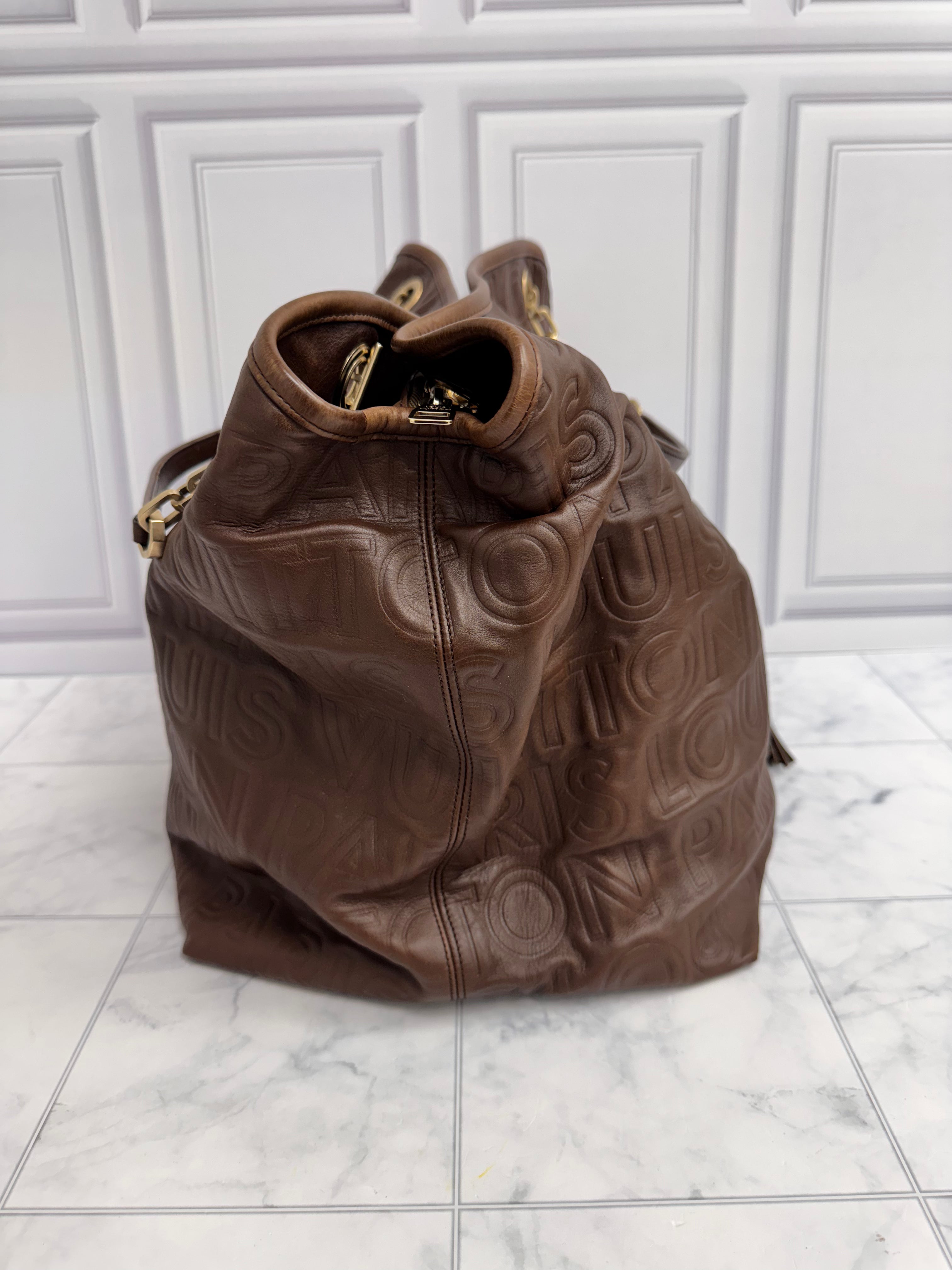 Louis Vuitton Brown Embossed Leather Souple Whisper GM