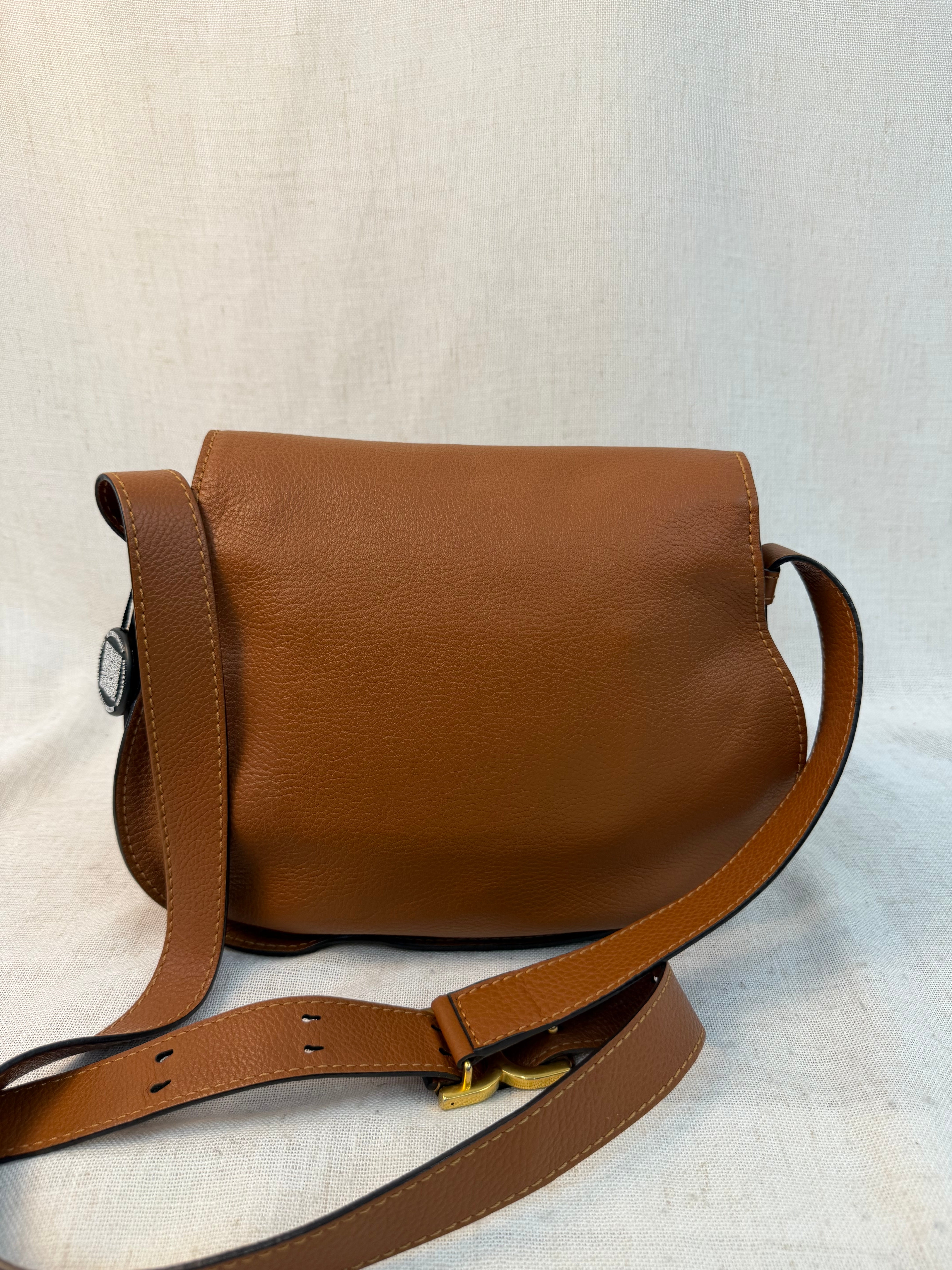 Chloe Tan Calfskin Medium Marcie Saddle Bag