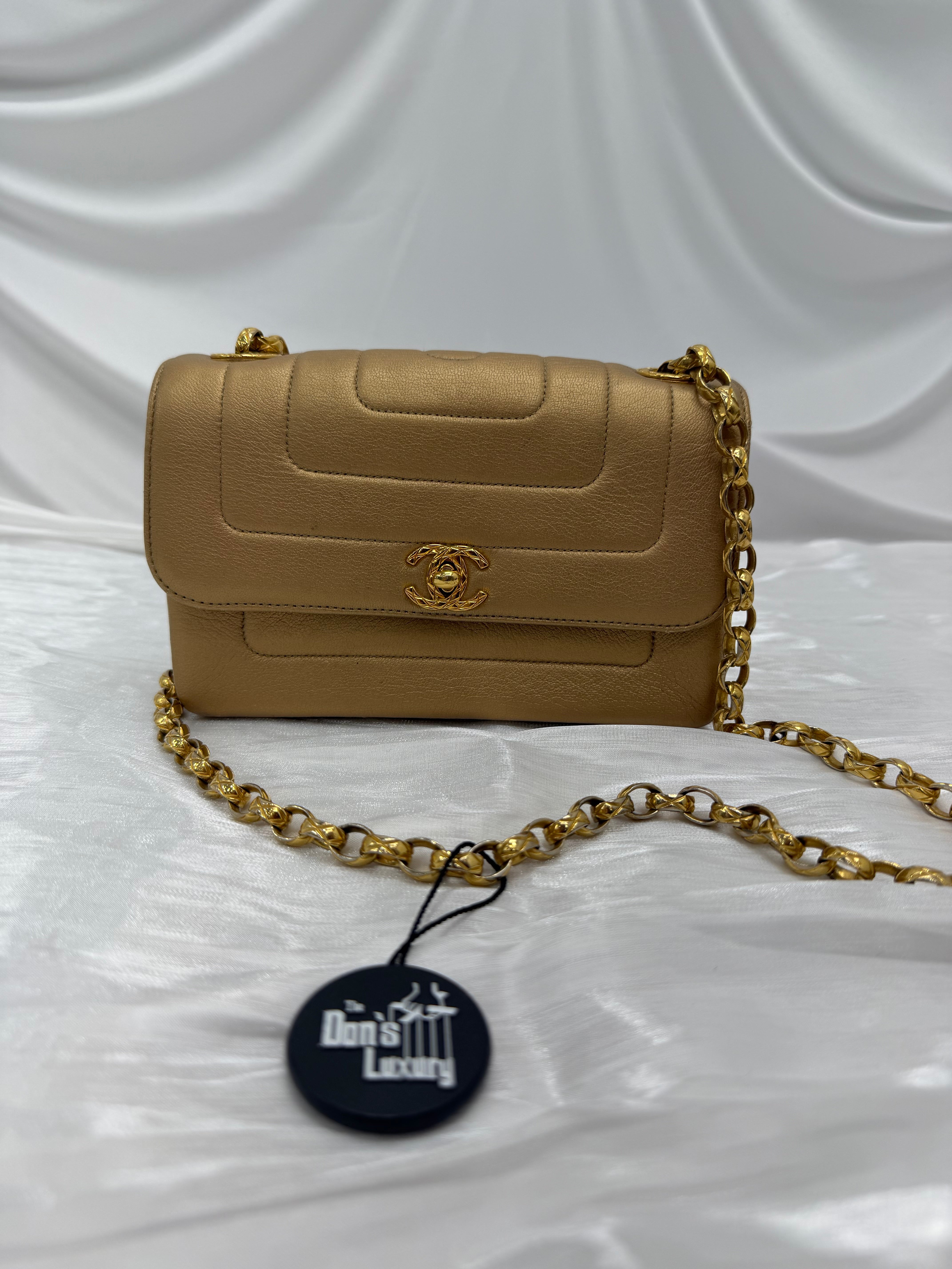 Chanel Metallic Gold Leather Mademoiselle Bijoux Chain Flap Bag