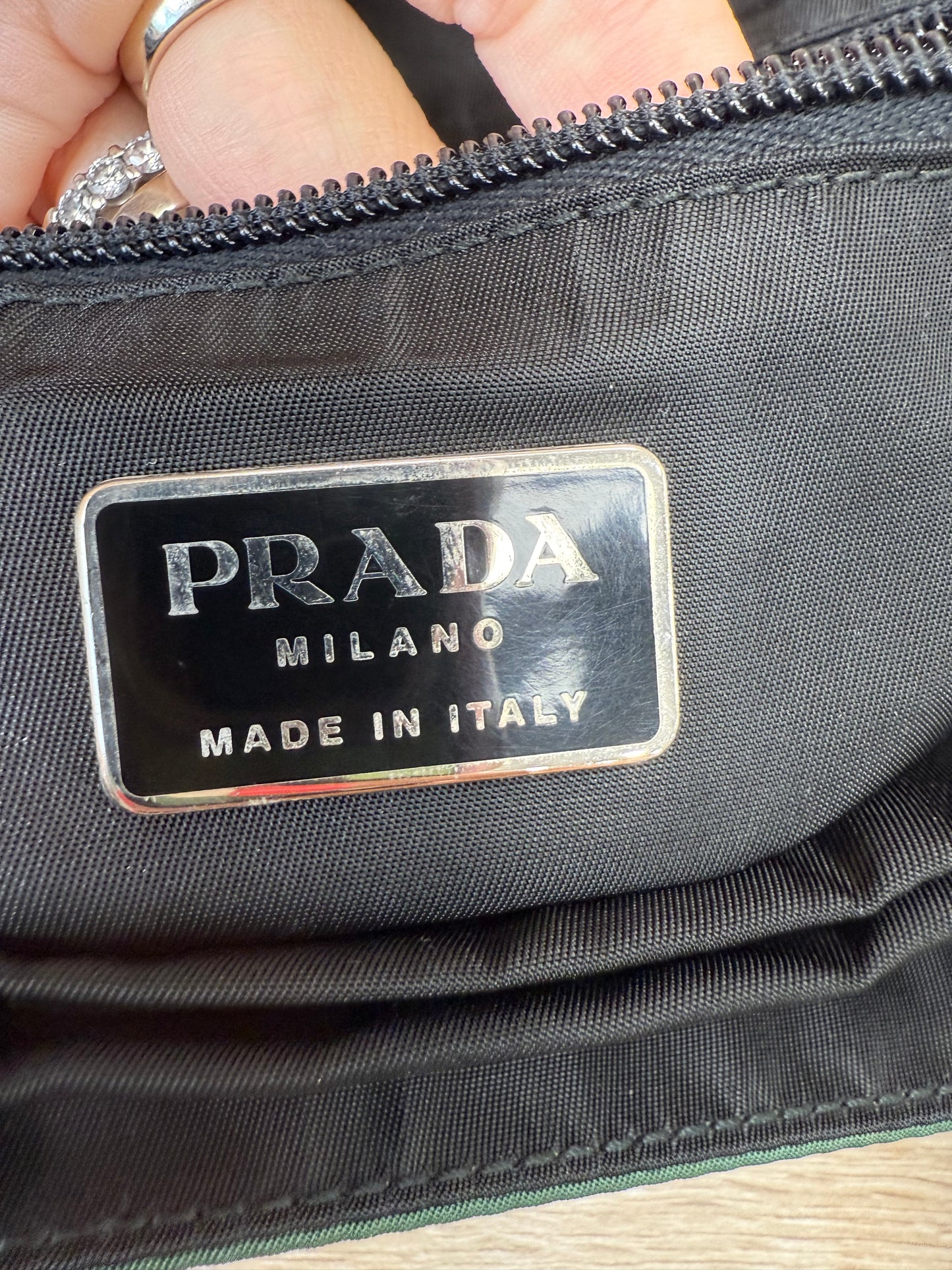 Prada Dark Green Nylon Top Handle Tote Bag