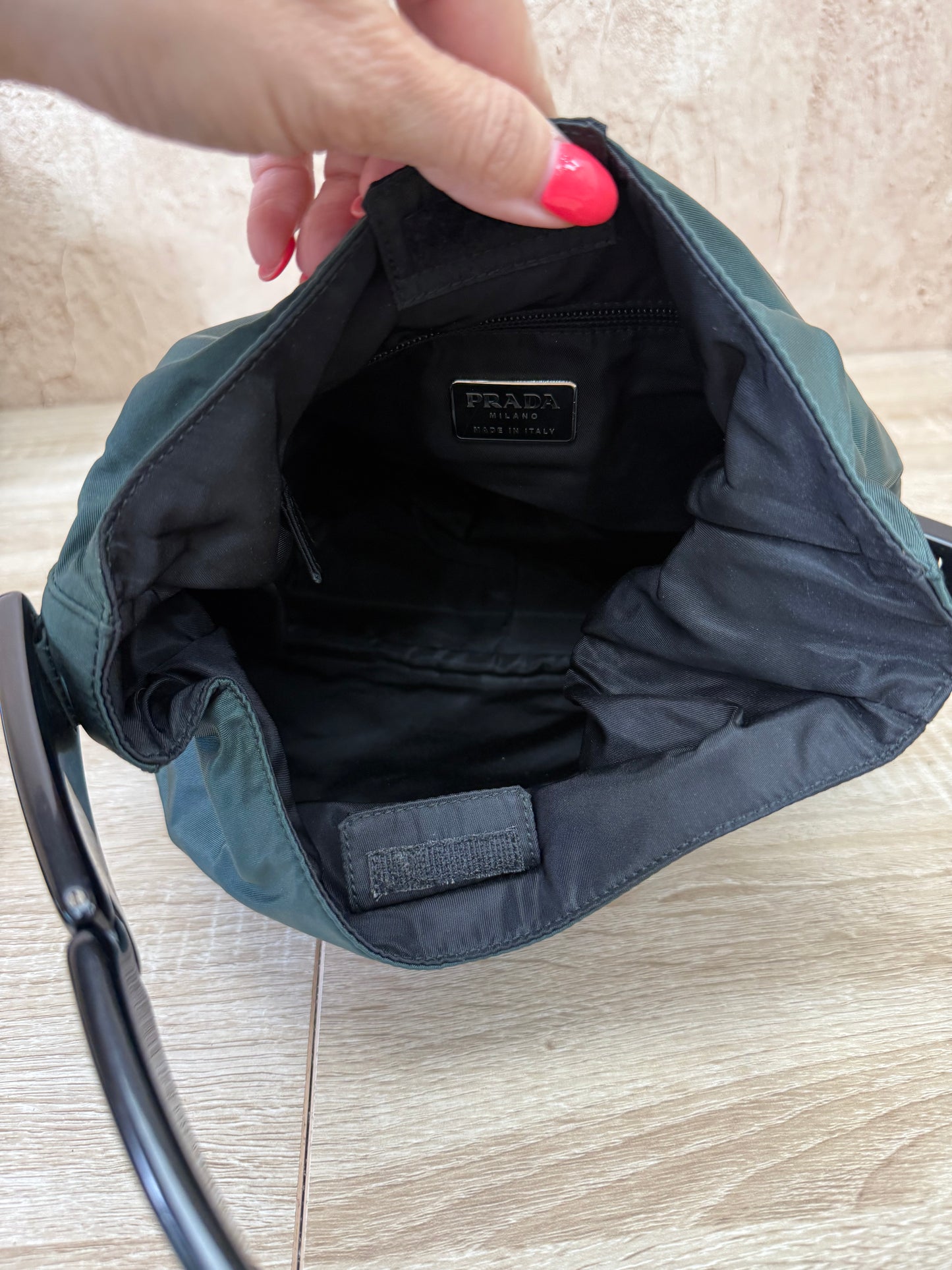 Prada Dark Green Nylon Shoulder Bag