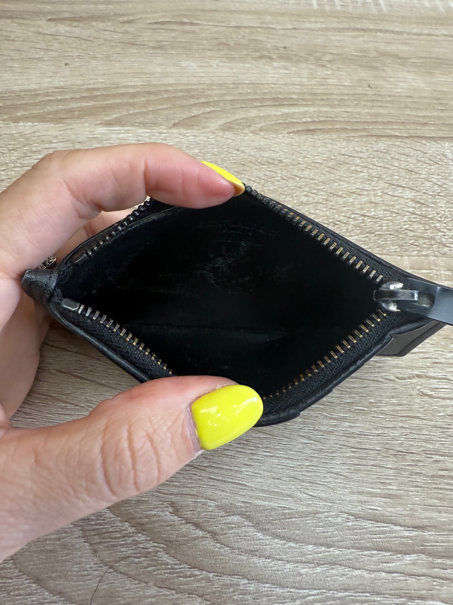 Saint Laurent YSL Black & Gray Camouflage Leather Zip Pouch Card Holder