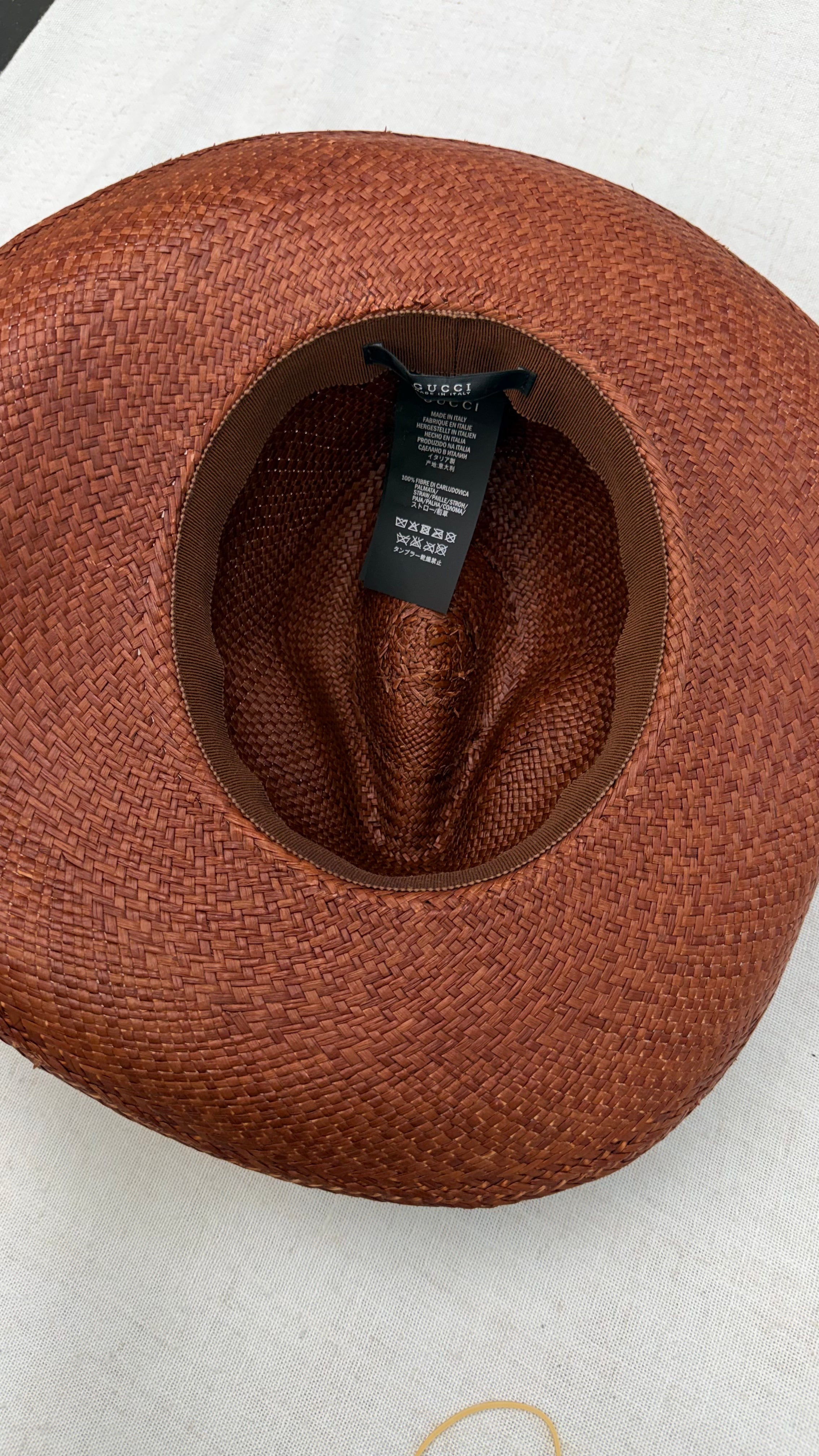 Gucci Brown Raffia Wide Brim Hat