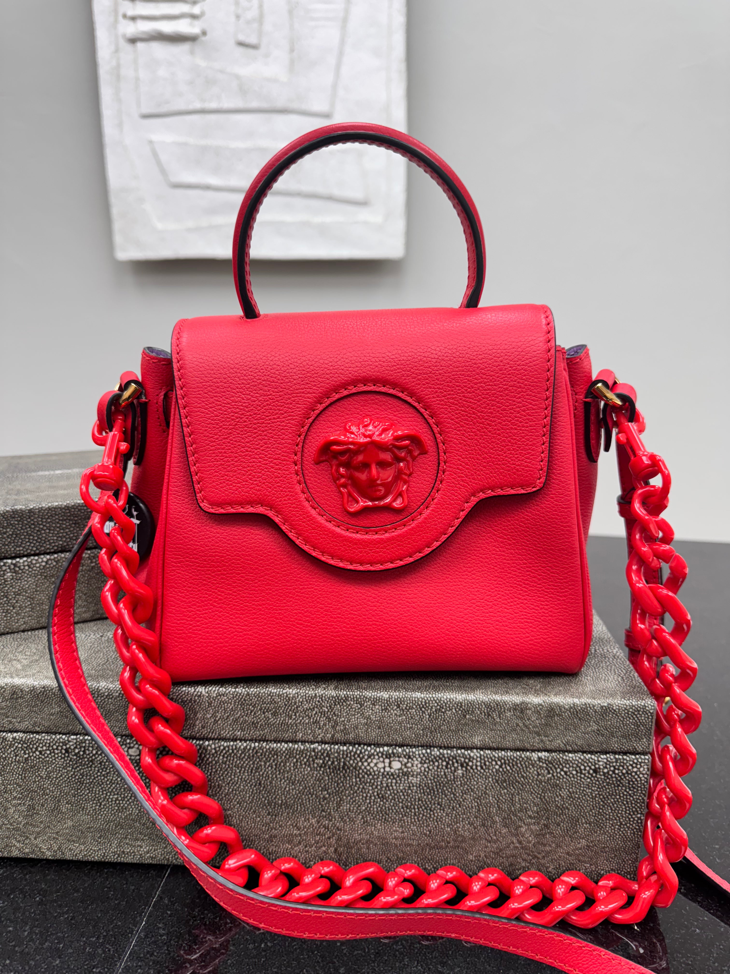 *DONS DROP* Versace Red Calfskin Leather Small La Medusa Handbag