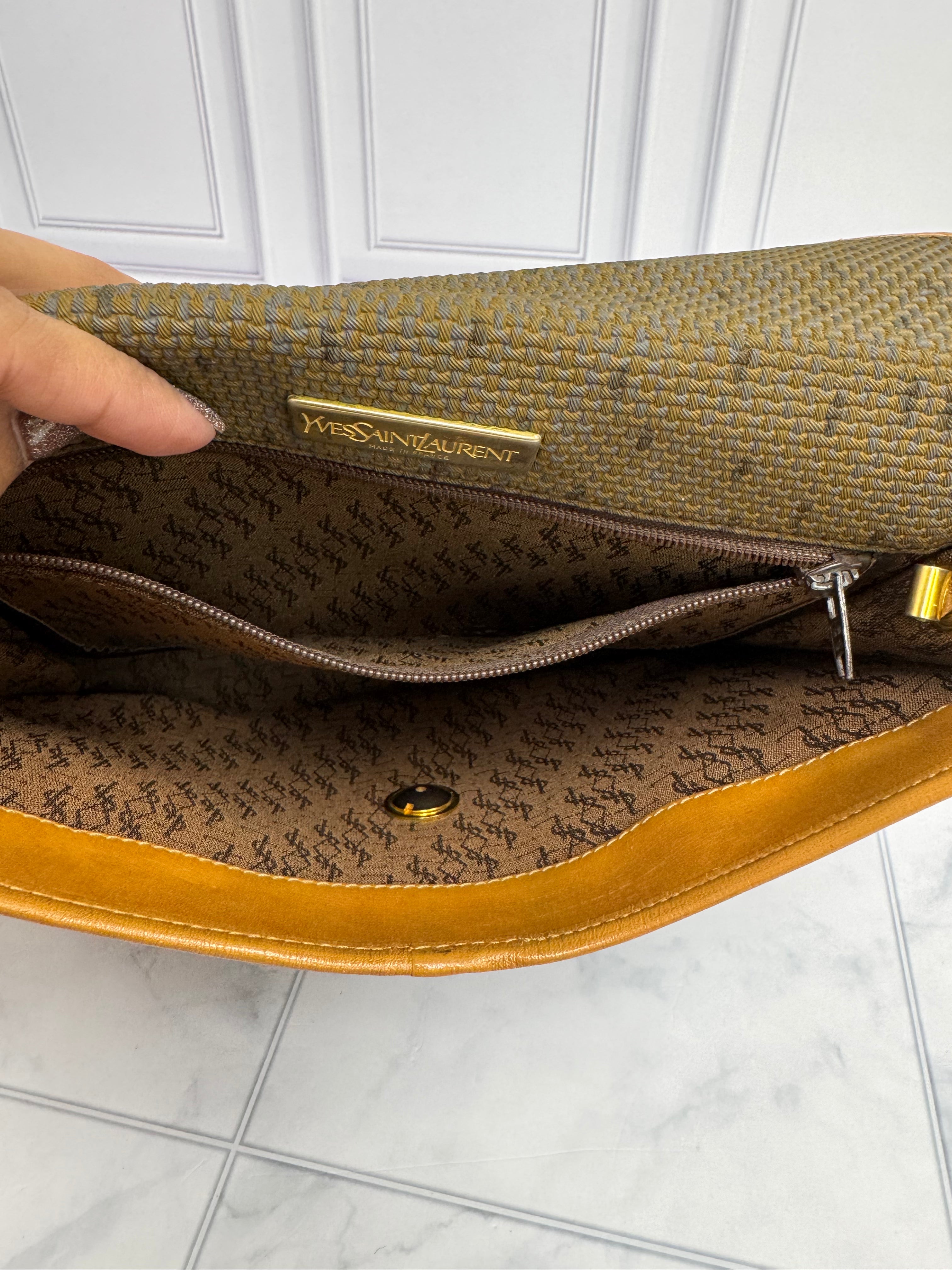 *DONS DROP* Saint Laurent YSL Brown Tweed Flap Crossbody Bag