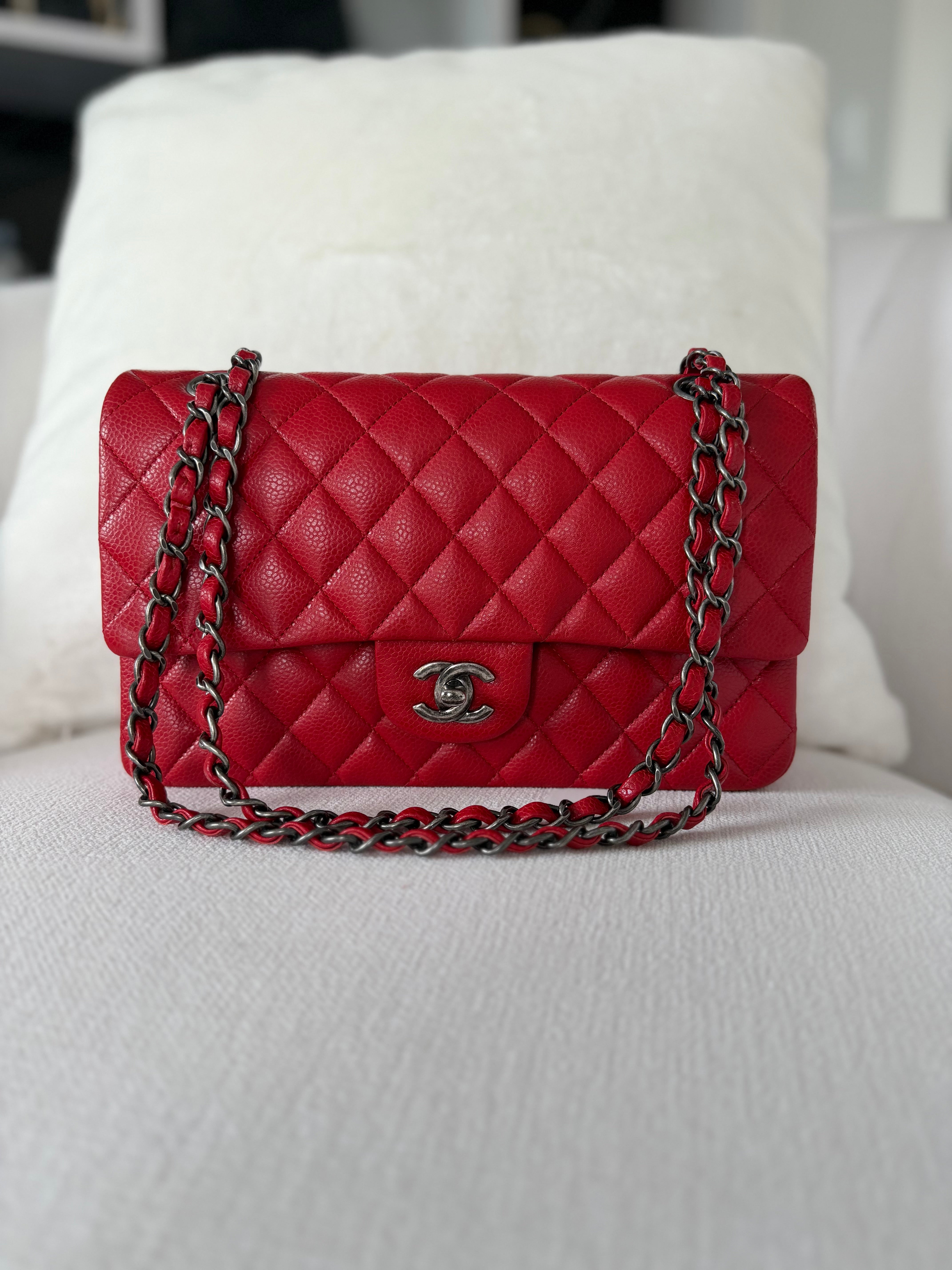 Chanel Red Caviar Classic Medium Double Flap Bag
