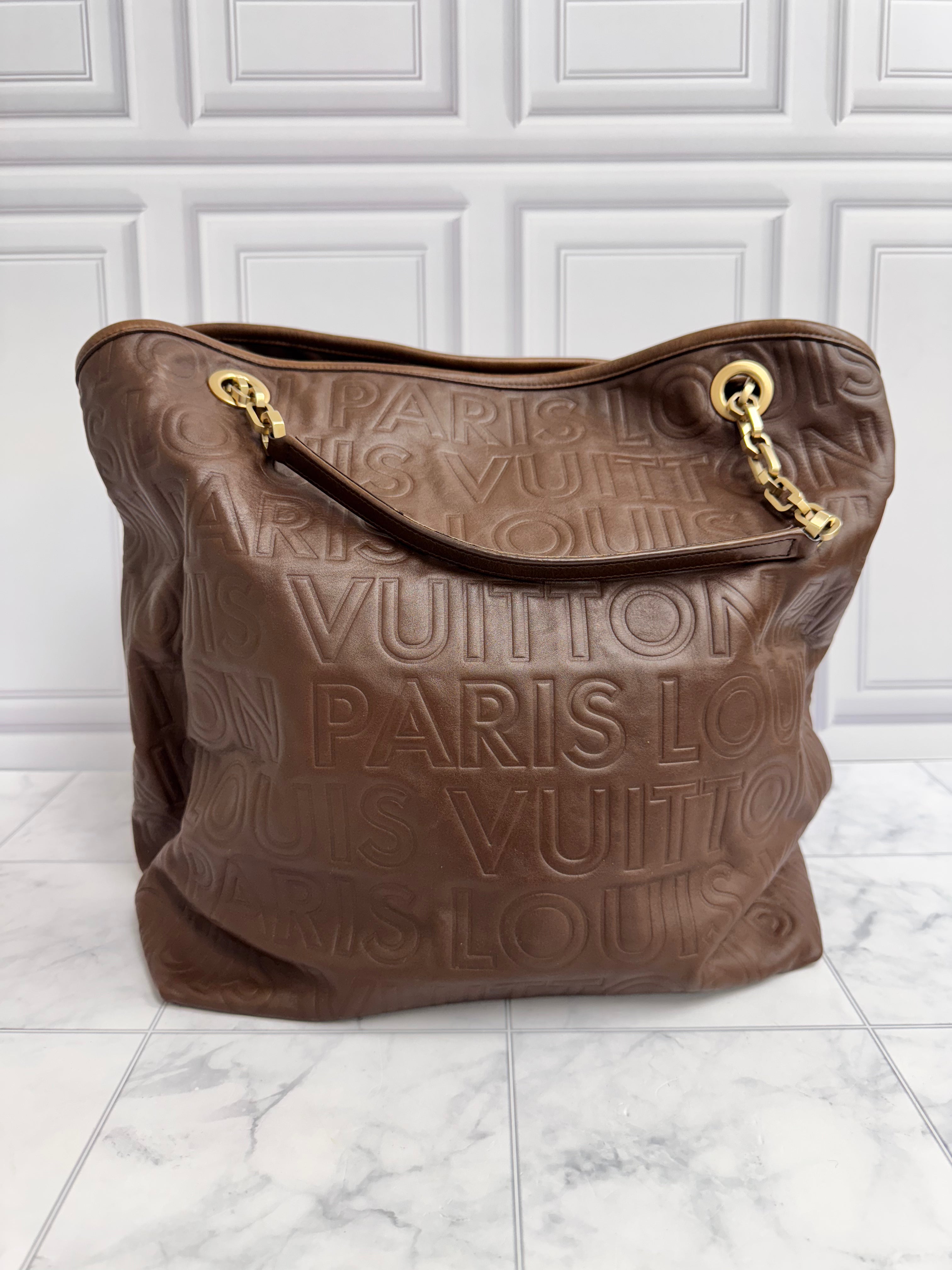 Louis Vuitton Brown Embossed Leather Souple Whisper GM