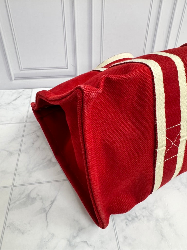 Hermes Red Canvas Bora Bora Tote Bag