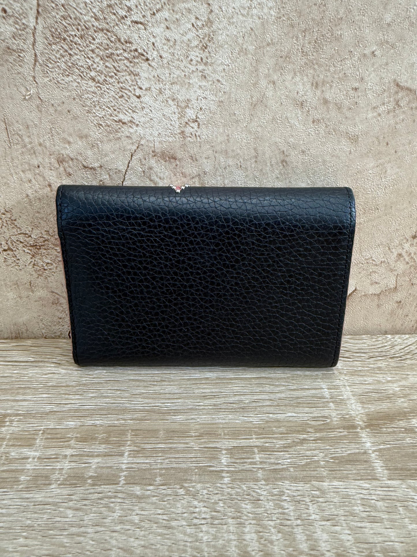 Louis Vuitton Black Leather Capucines Floral Compact Wallet