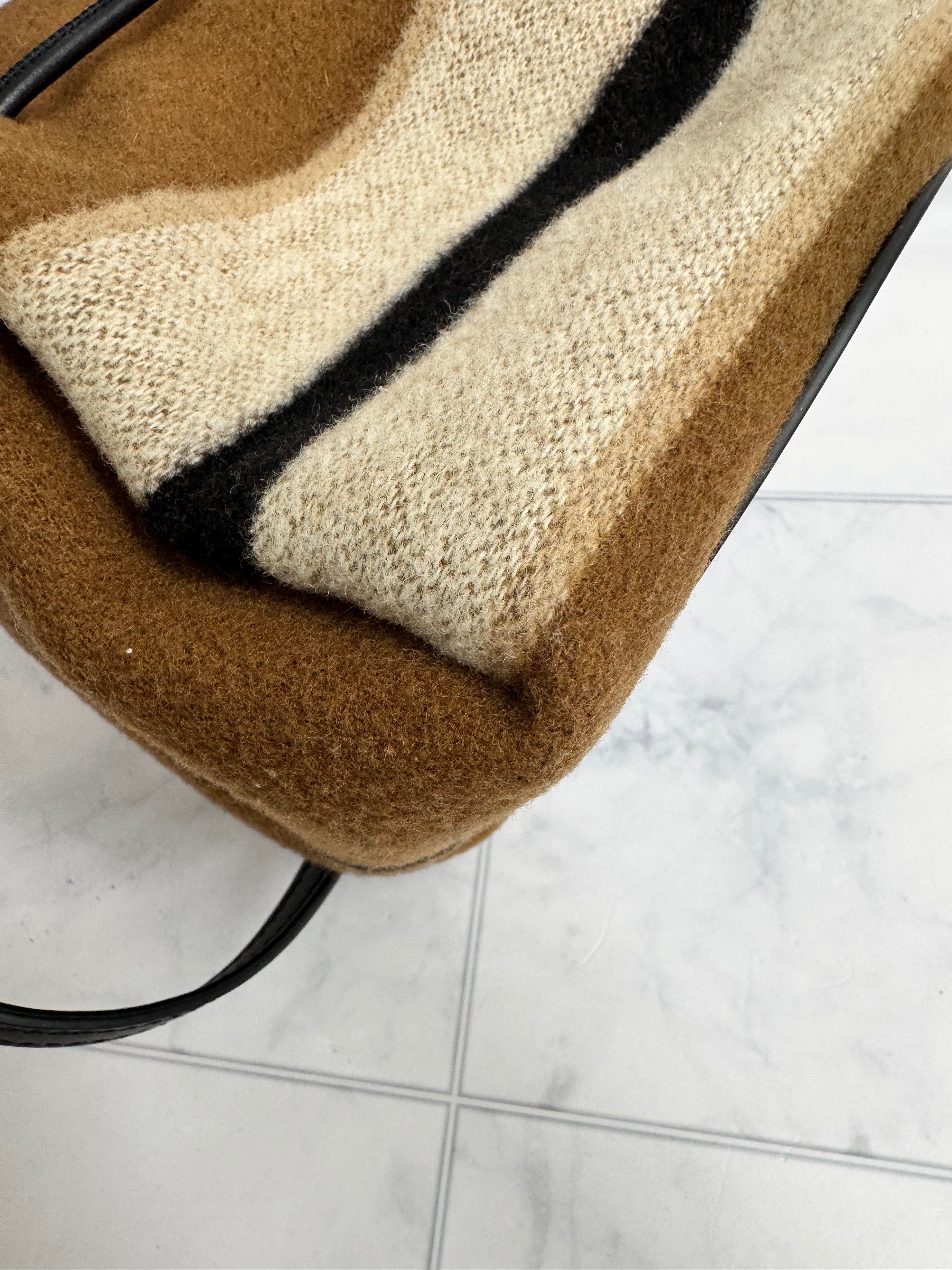 *DONS DROP* Burberry Brown Striped Wool Blanket Bucket Bag