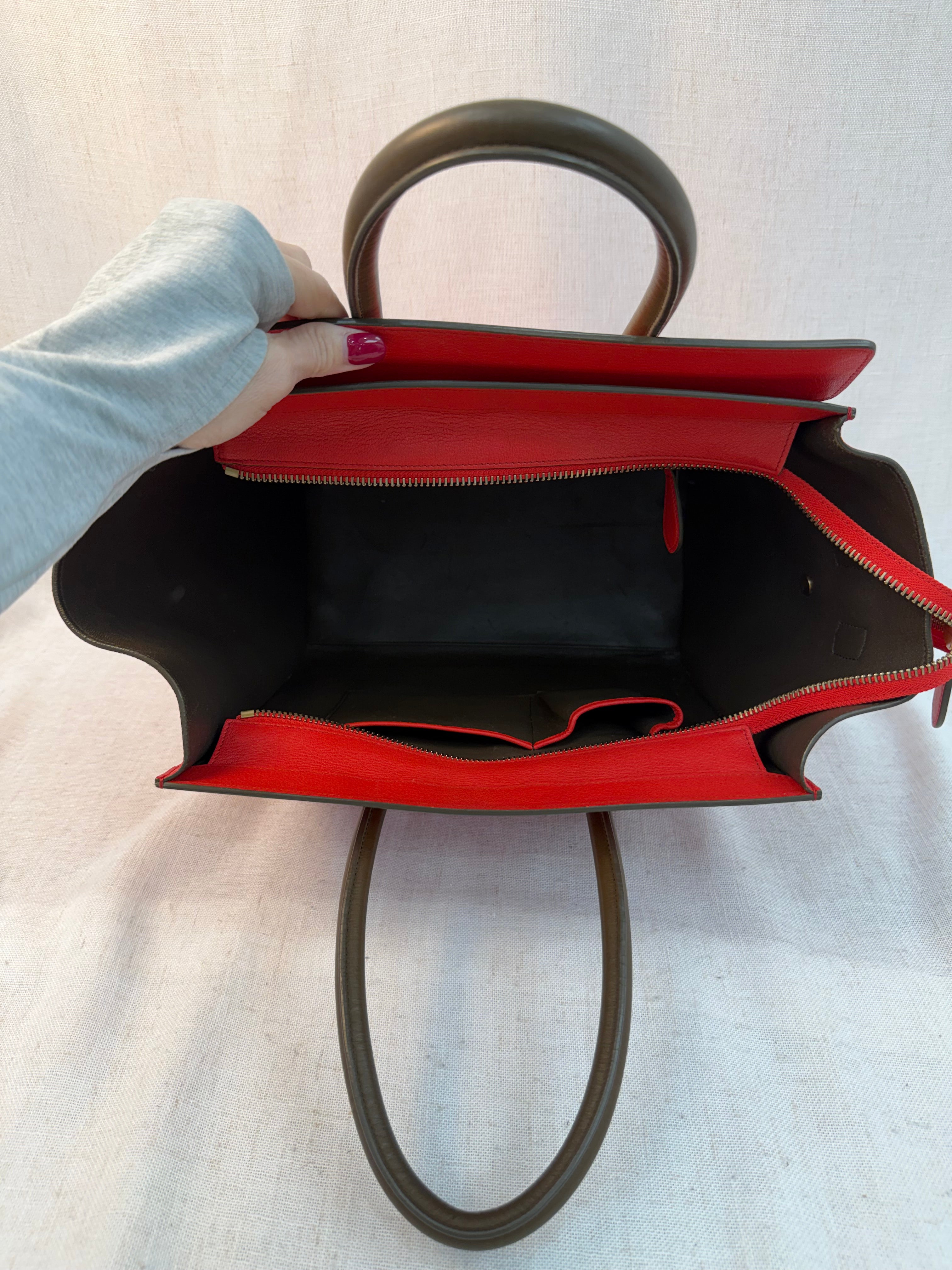 Celine Red Leather Mini Luggage Tote