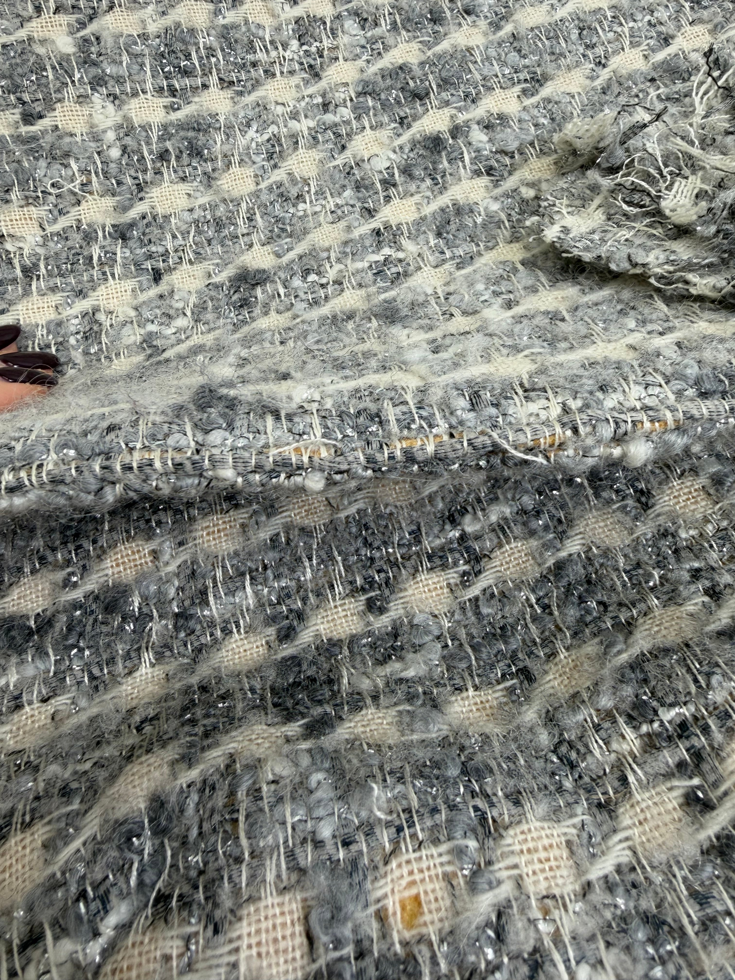 Chanel Gray Tweed Camellia Messenger Bag