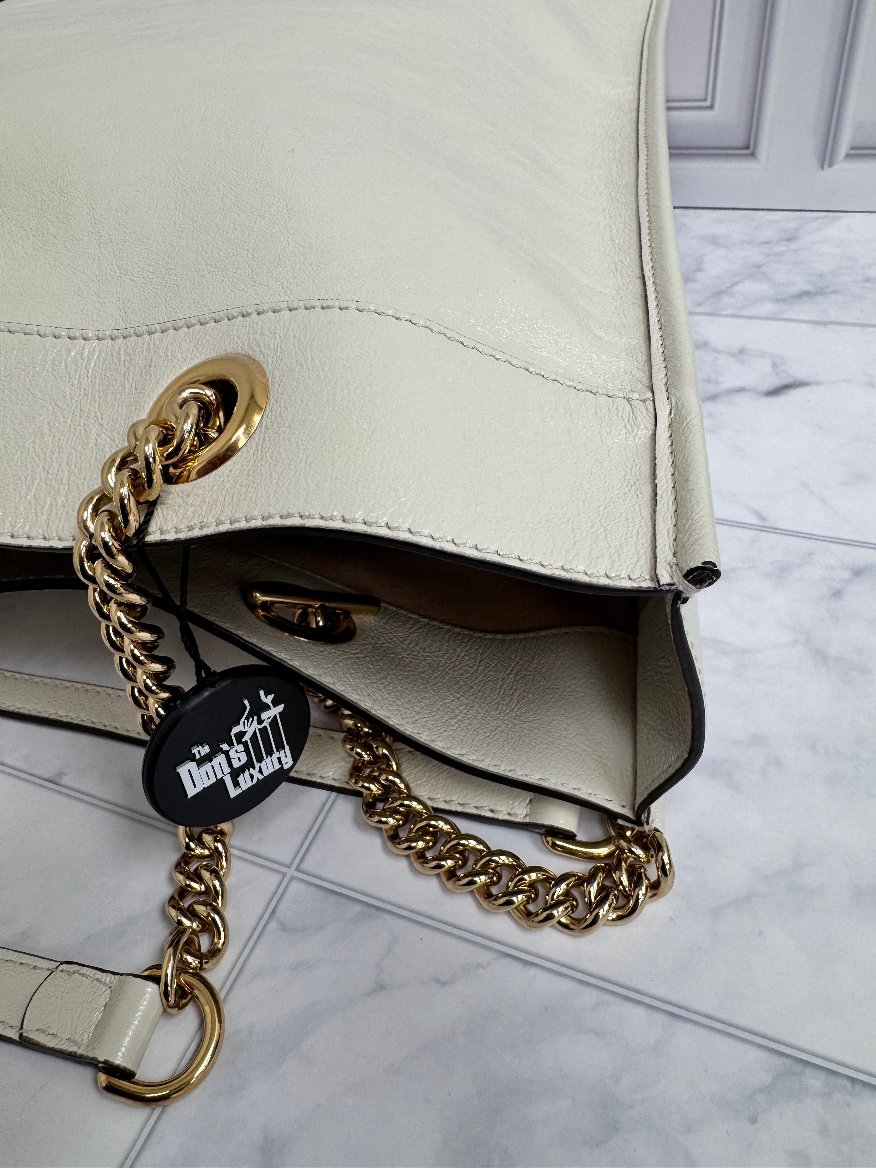 *DONS DROP* Gucci White Leather Web Rajah Large Tote