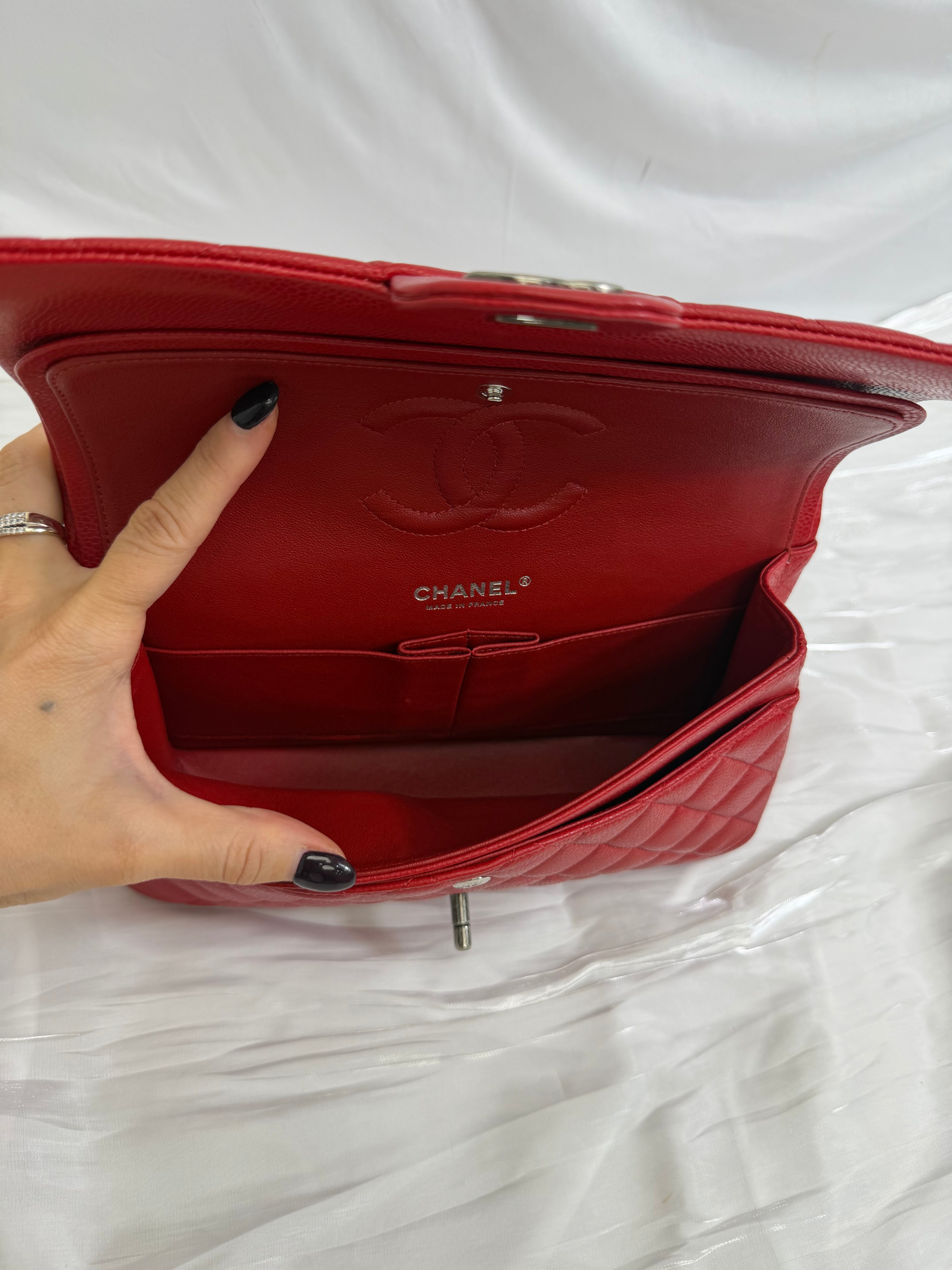 Chanel Red Caviar Classic Medium Double Flap Bag