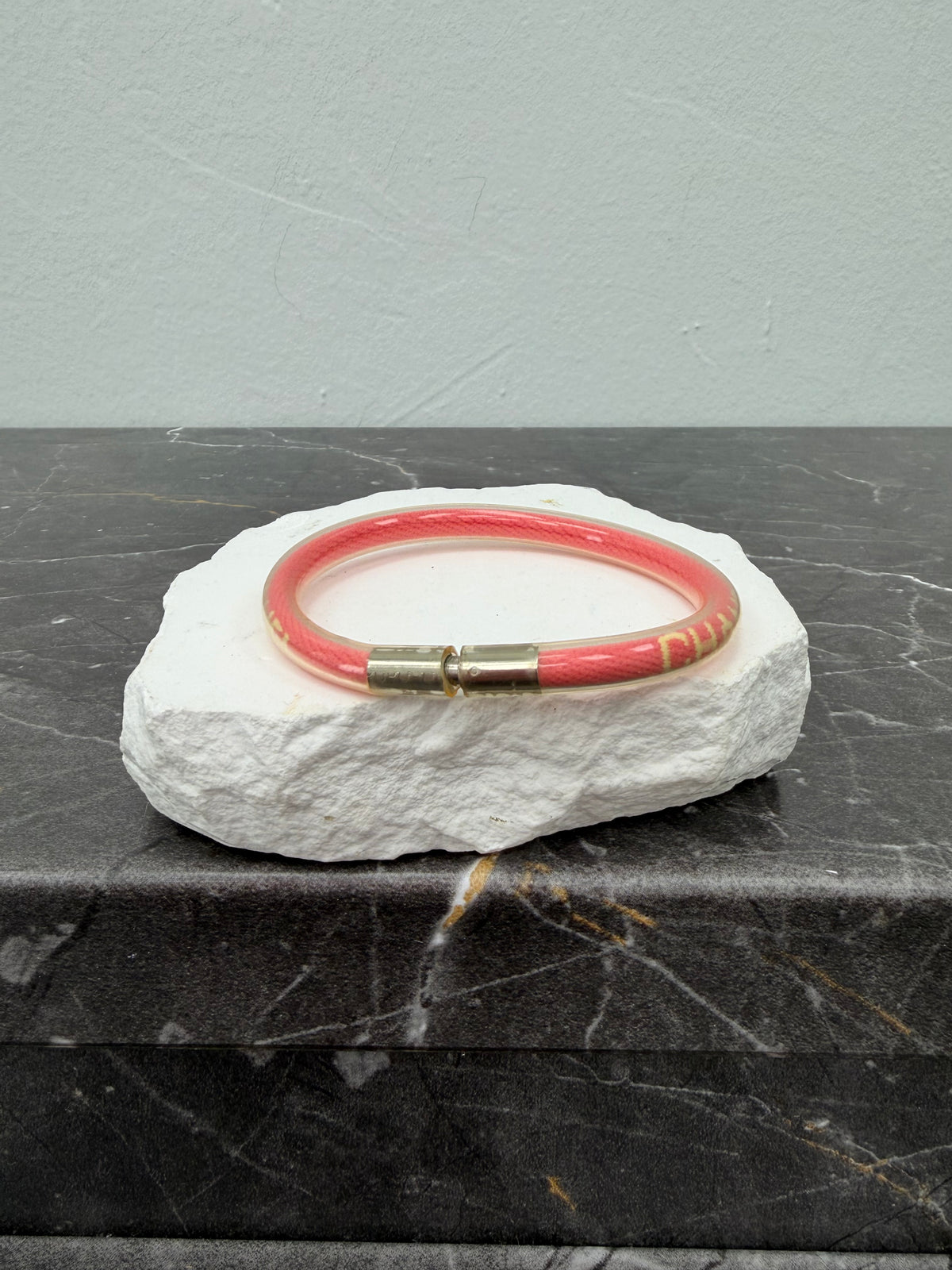 Chanel Pink Rubber Sport Line Logo Tube Bracelet