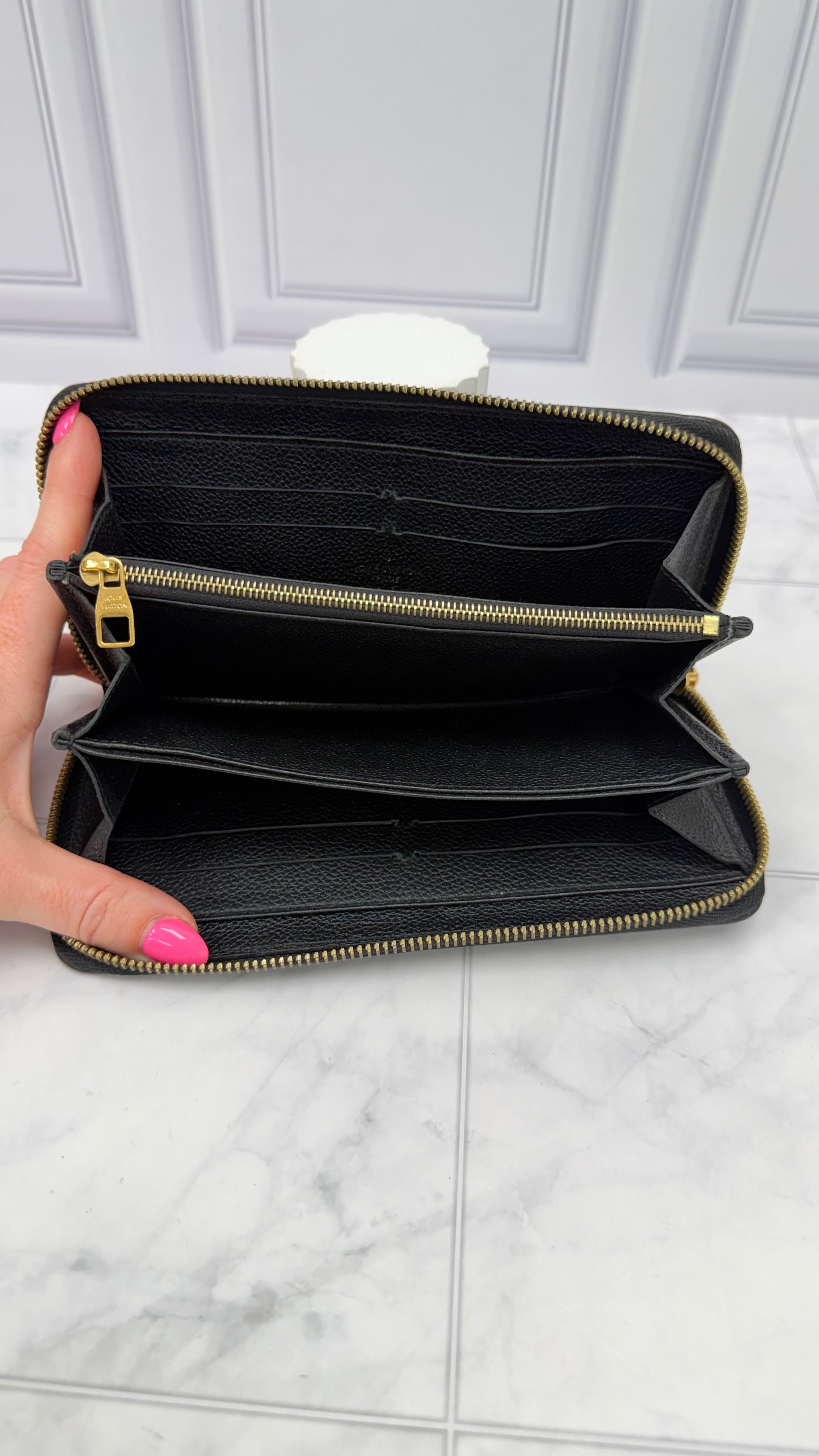 Louis Vuitton Black Empreinte Zippy Wallet