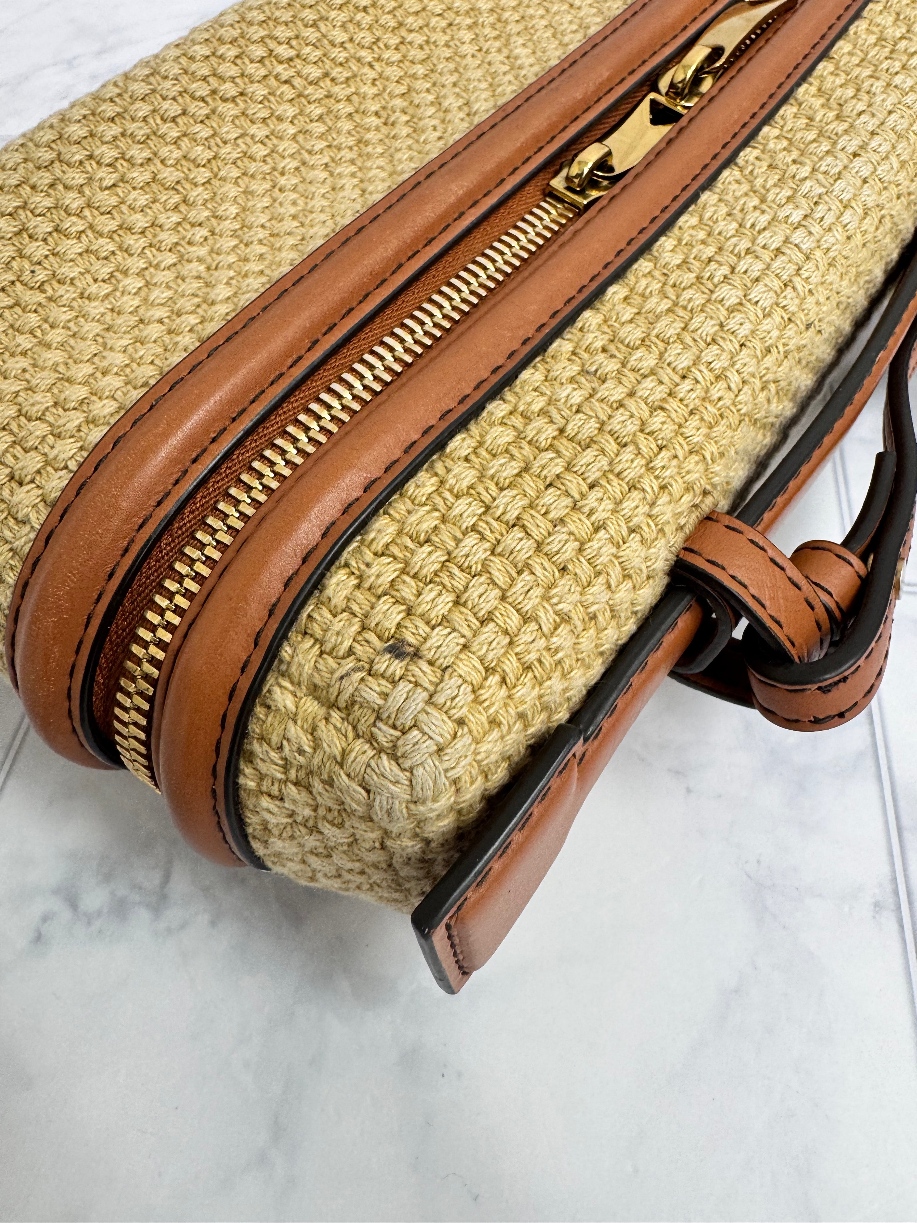 *DONS DROP* Bottega Veneta Brown Woven Jute Bang Bang Vanity Case Crossbody