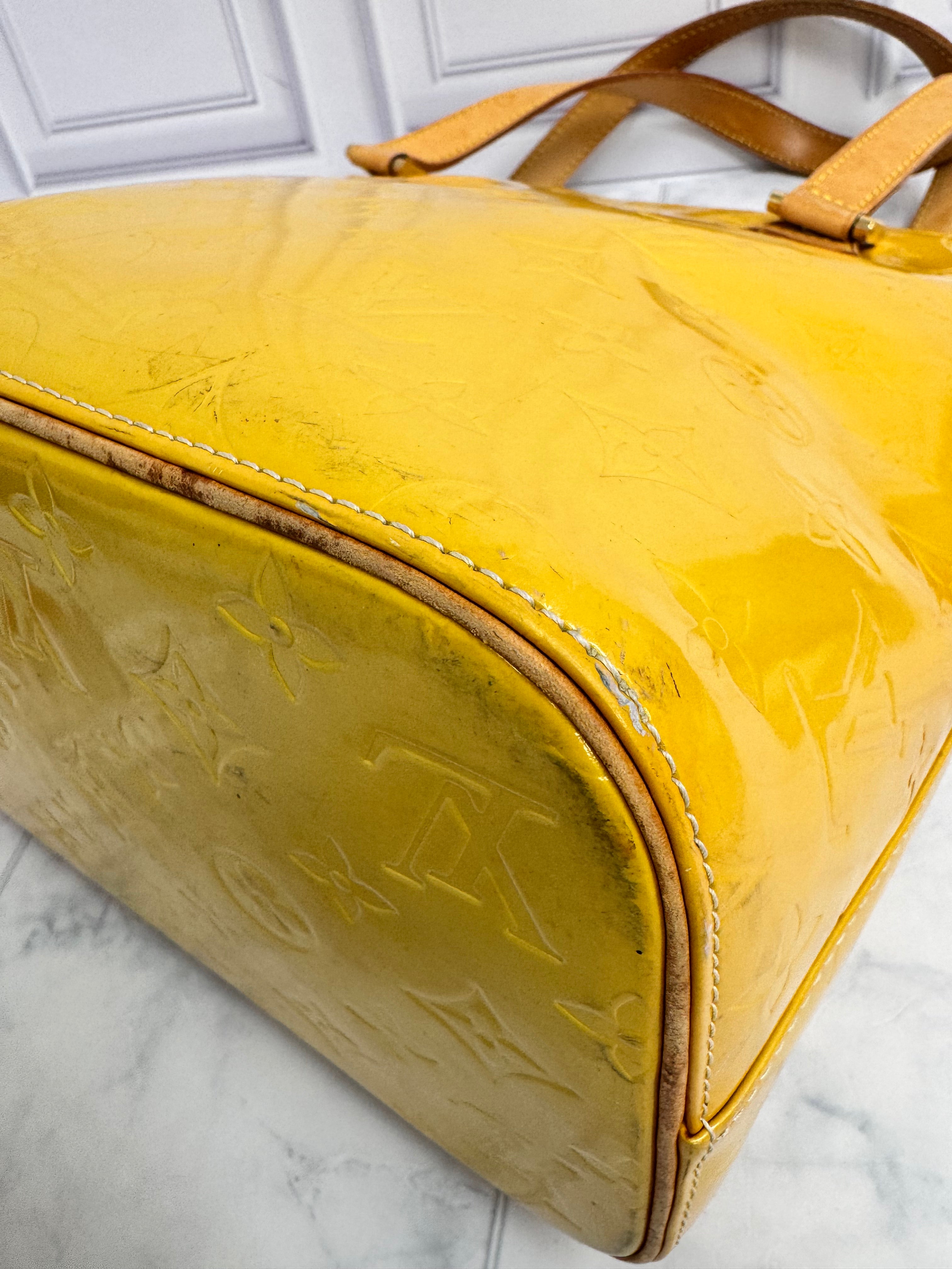 Louis Vuitton Yellow Monogram Vernis Houston Tote Bag