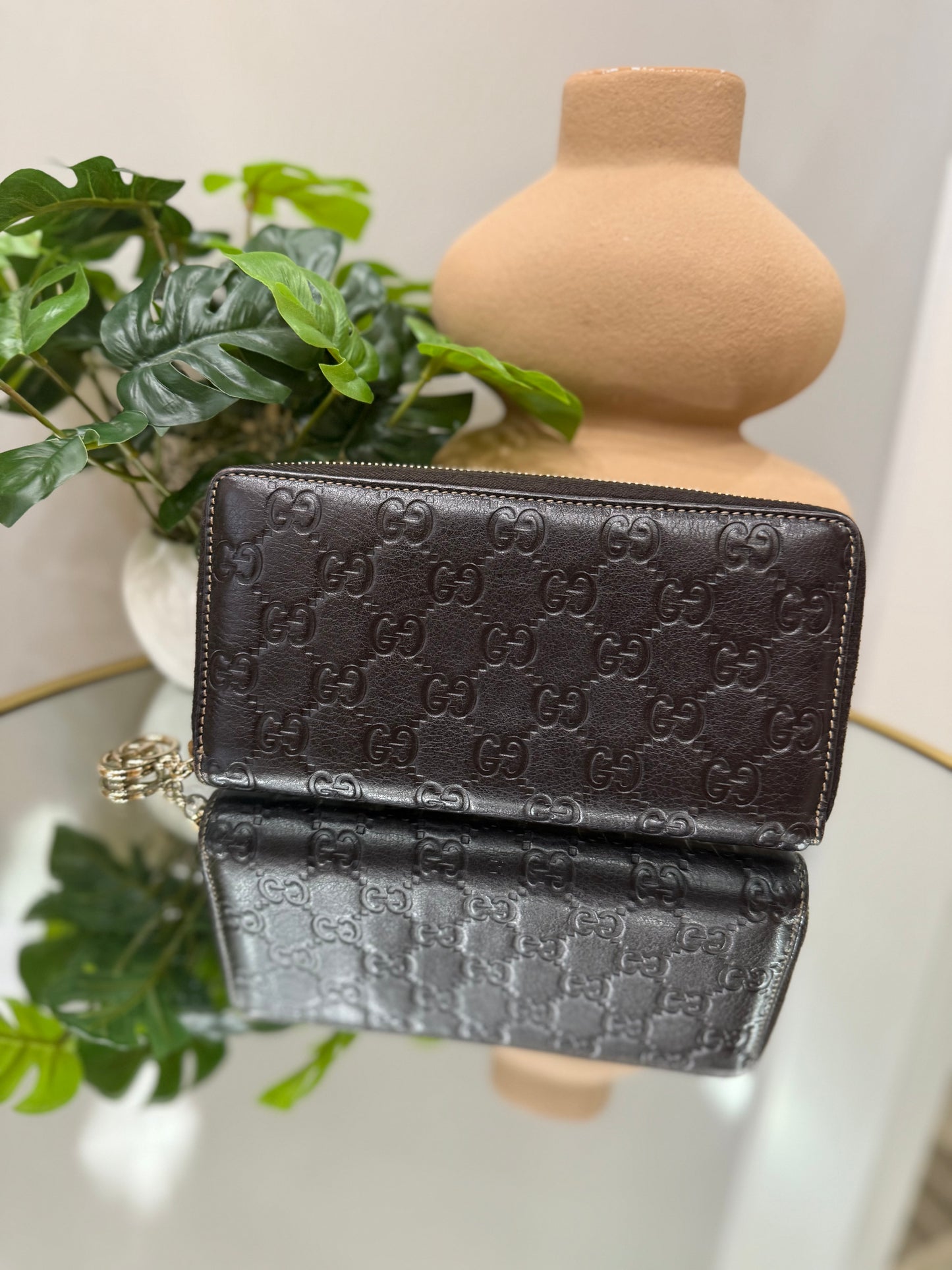 Gucci Dark Brown Leather Zippy Long Wallet