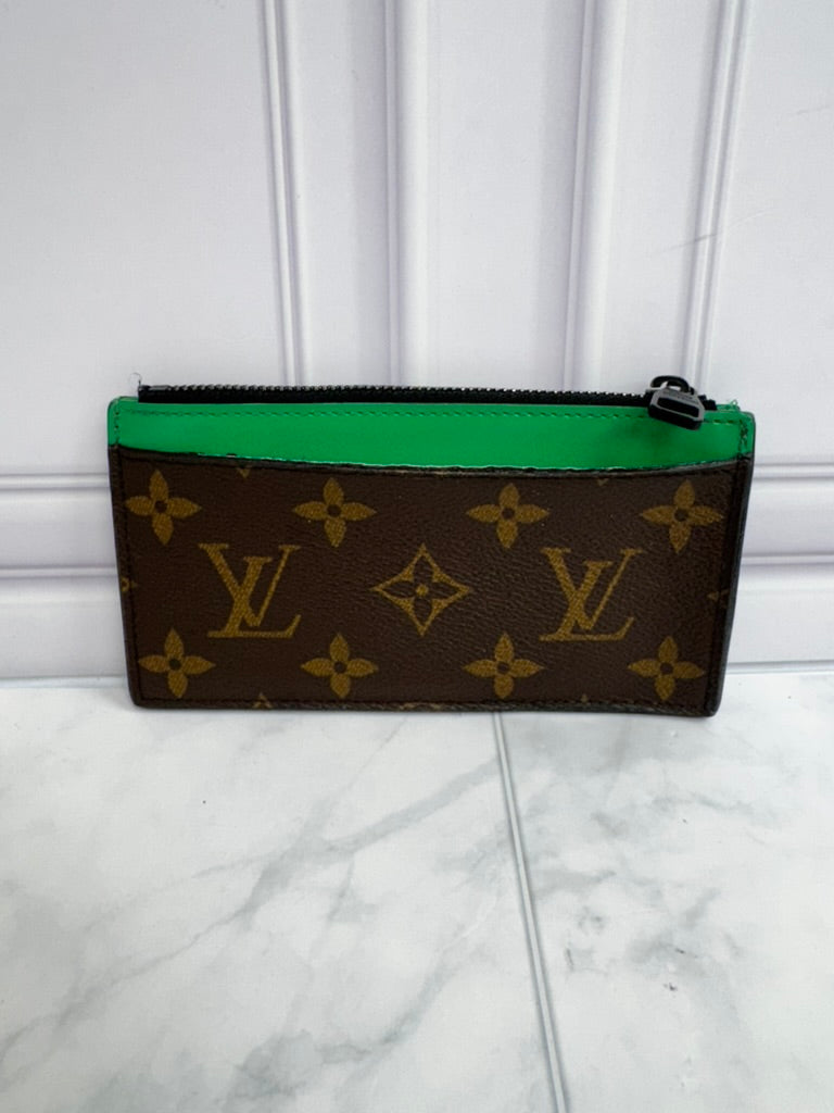 Louis Vuitton Monogram And Green Coin Card Holder