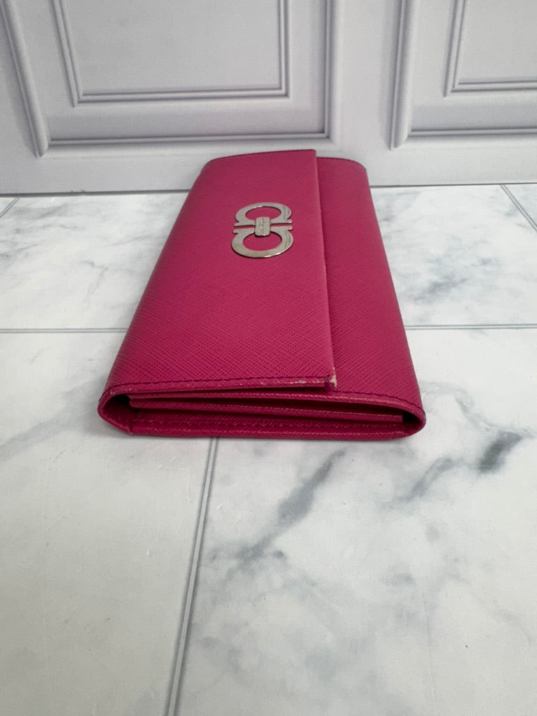 Salvatore Ferragamo Pink Saffiano Leather Long Wallet