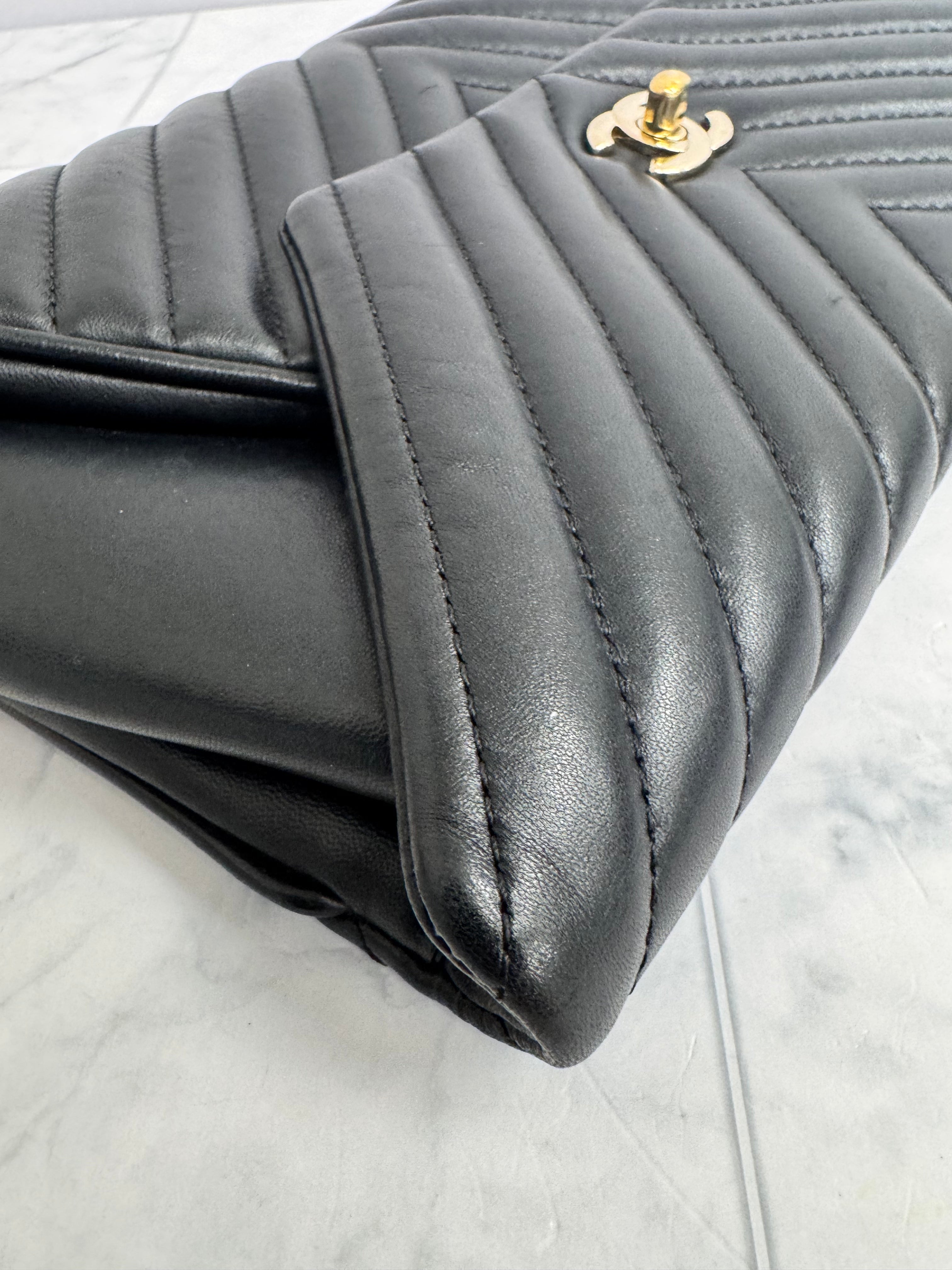 Chanel Black Quilted Leather Fold Up Again Clutch Bag